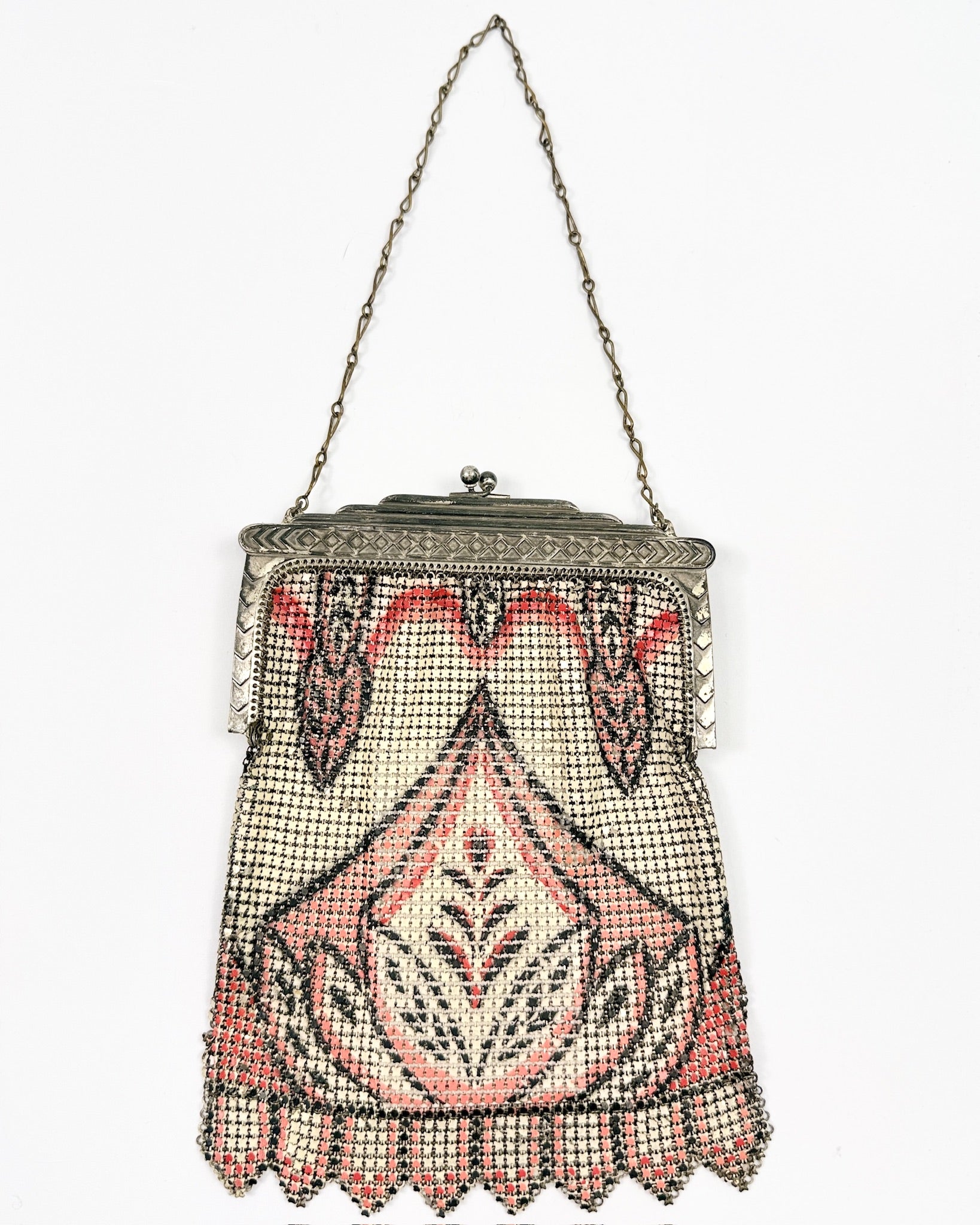 20s Coral and Cream Chainmail Bag