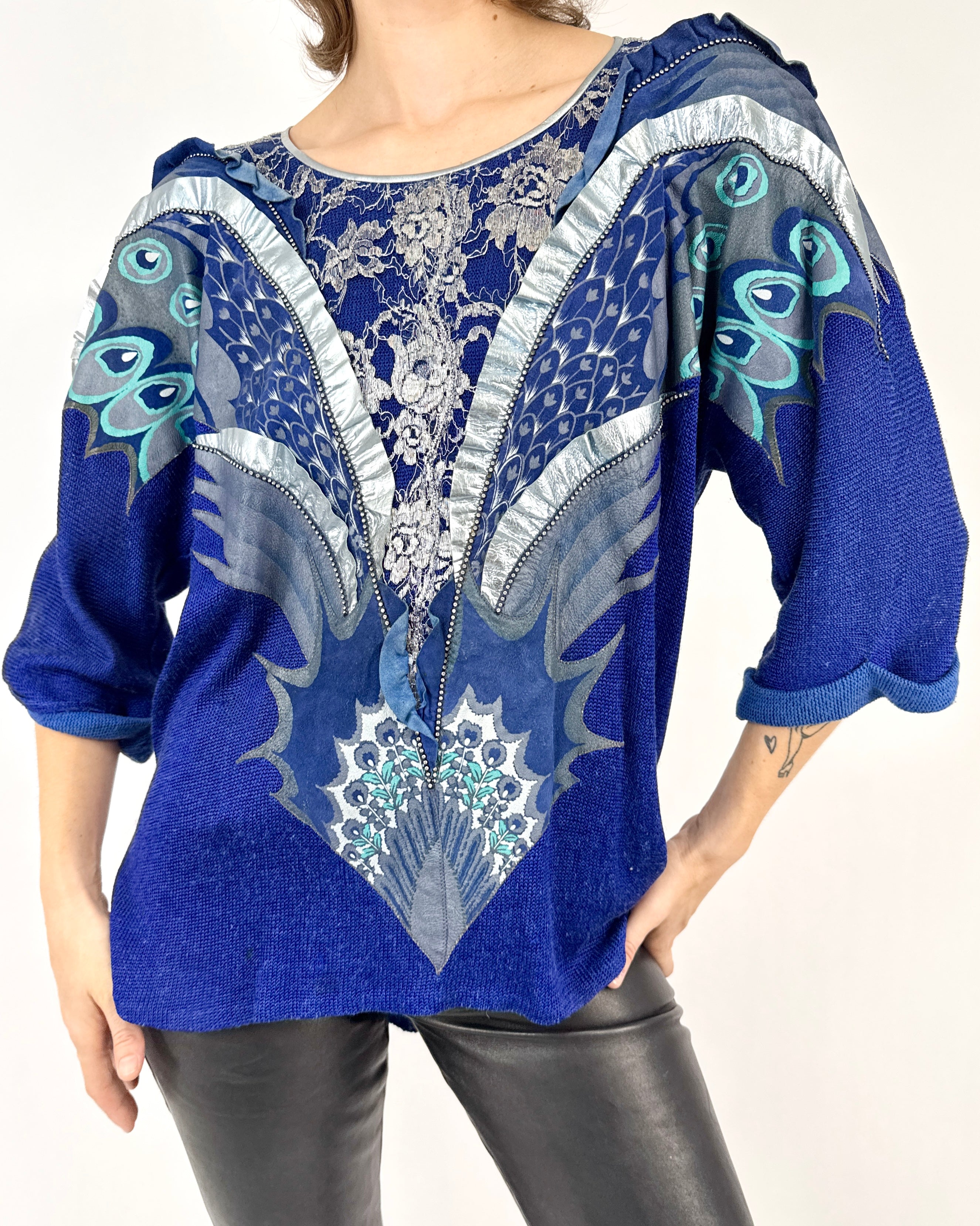 Roberto Cavalli Peacock Embellished Sweater