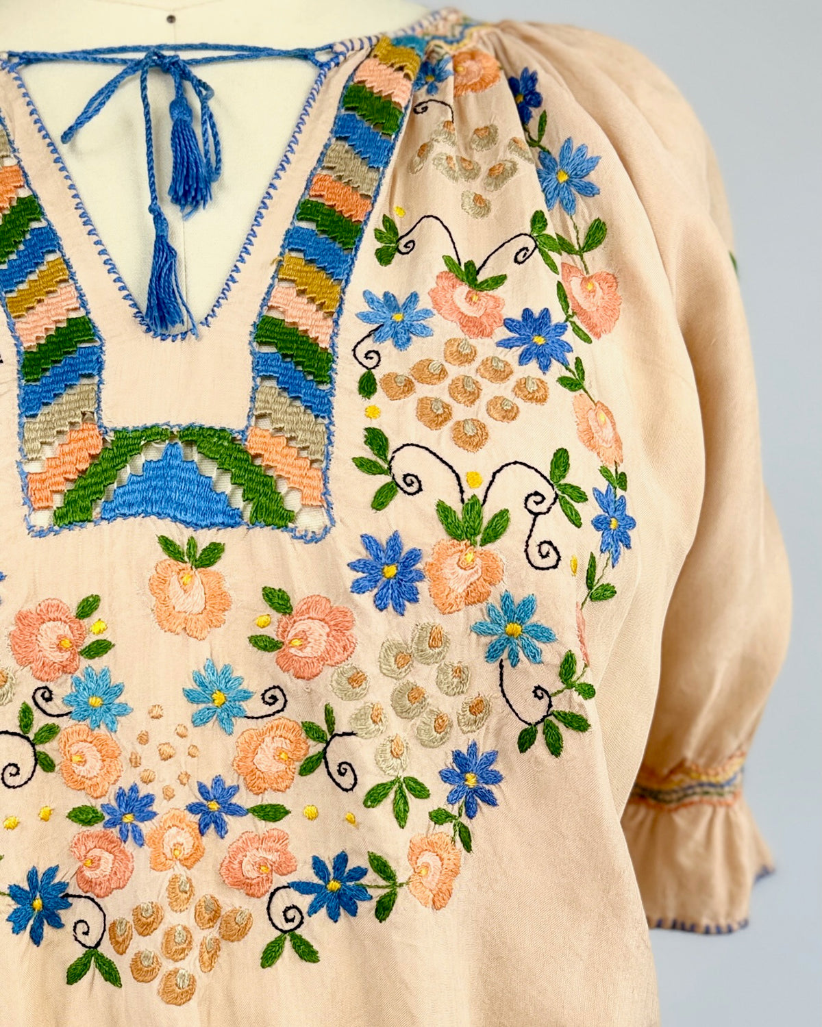 Pale Mauve Embroidered Folk Blouse