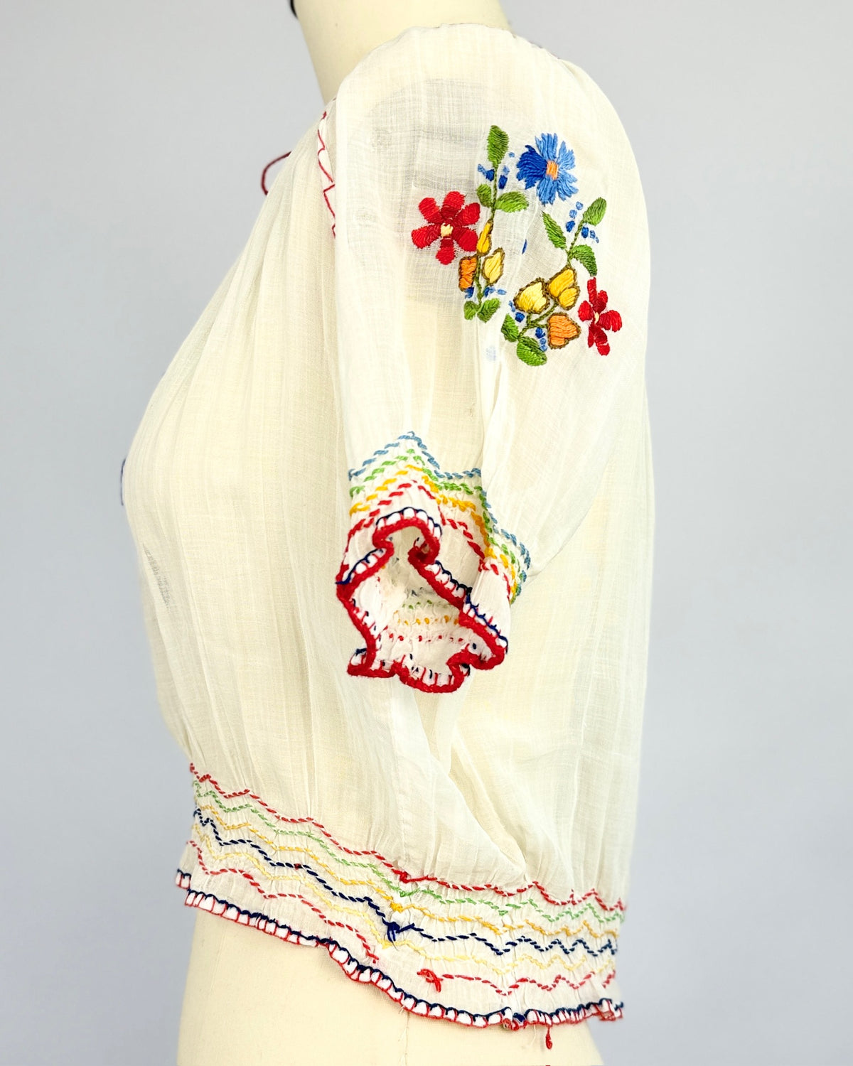 Eight Red Blooms Embroidered Blouse