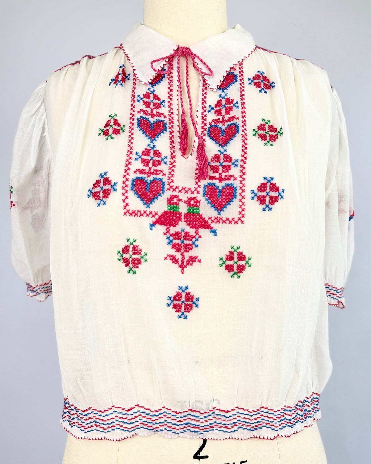 Lovebirds Cross Stitch Embroidered Blouse