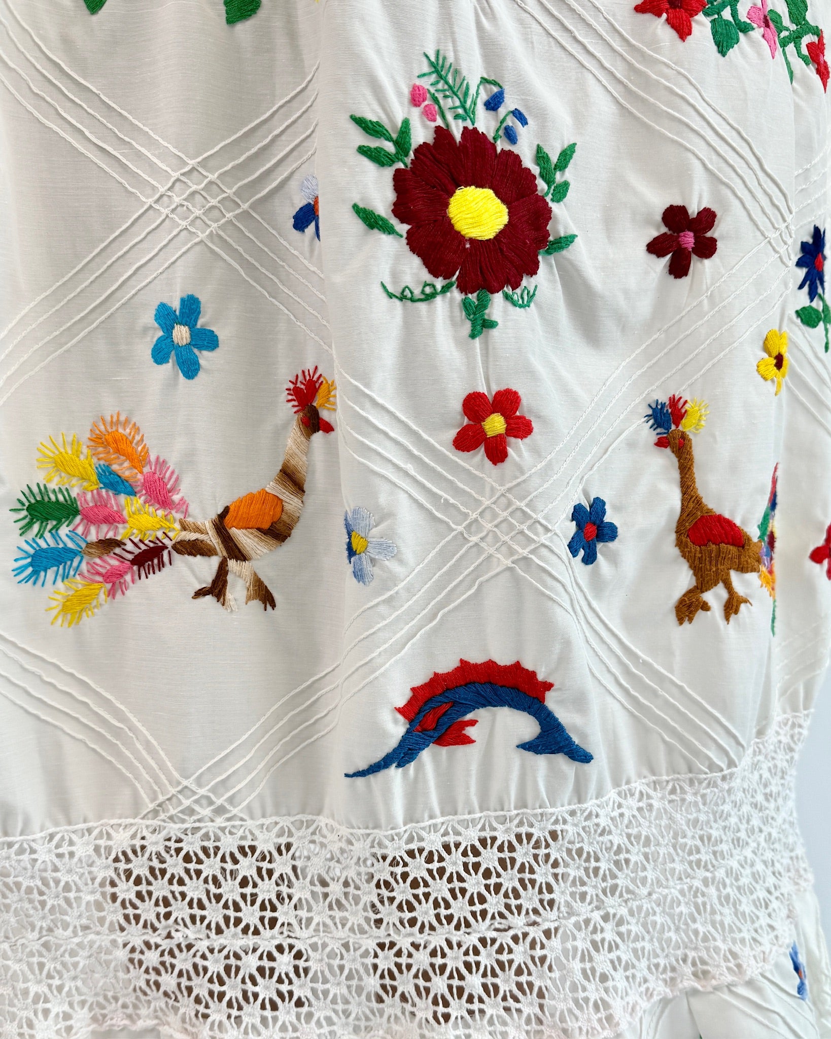 1970s Feathers Flock Together Halter Dress