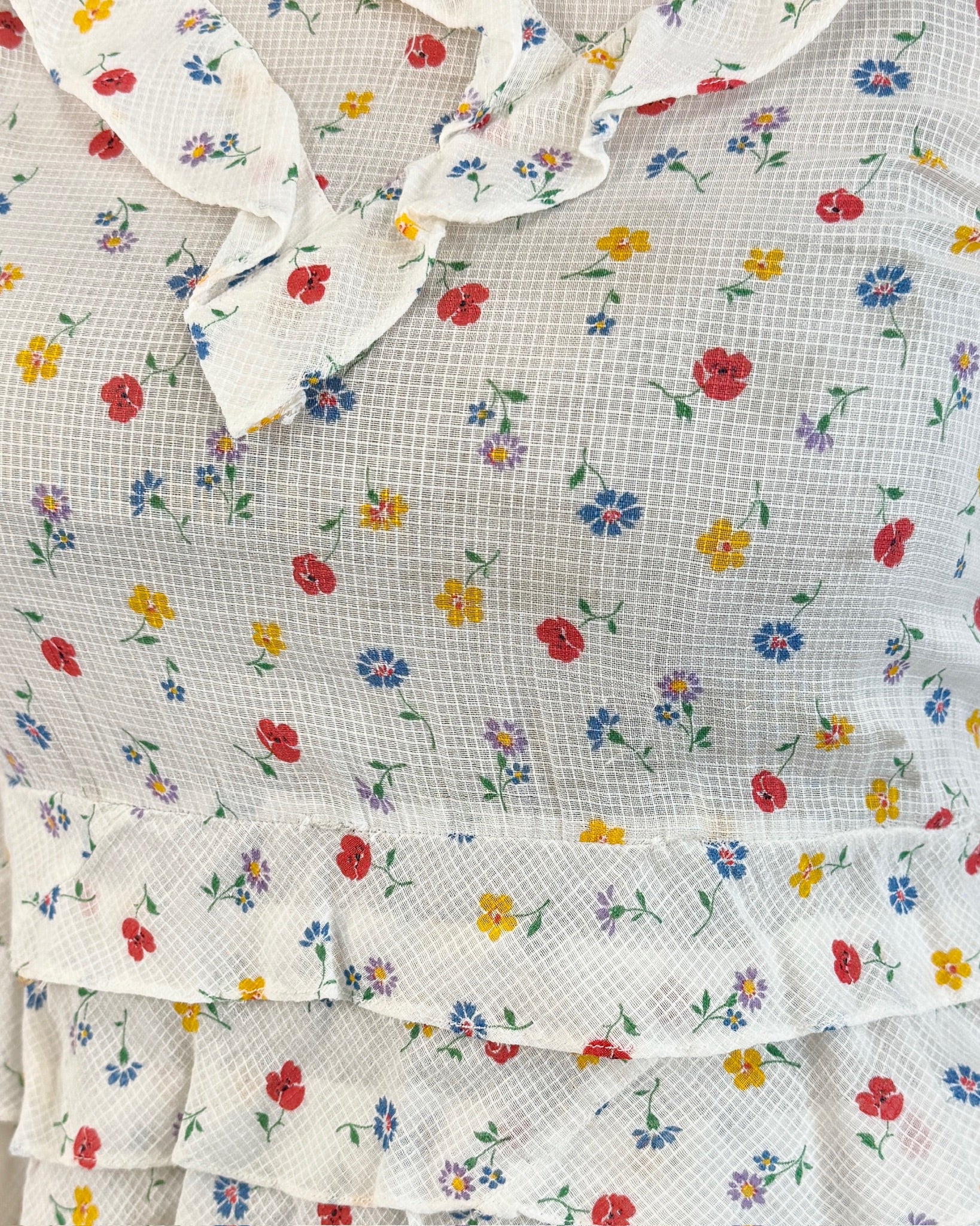 1930's Garden Rows Cotton Voile Dress