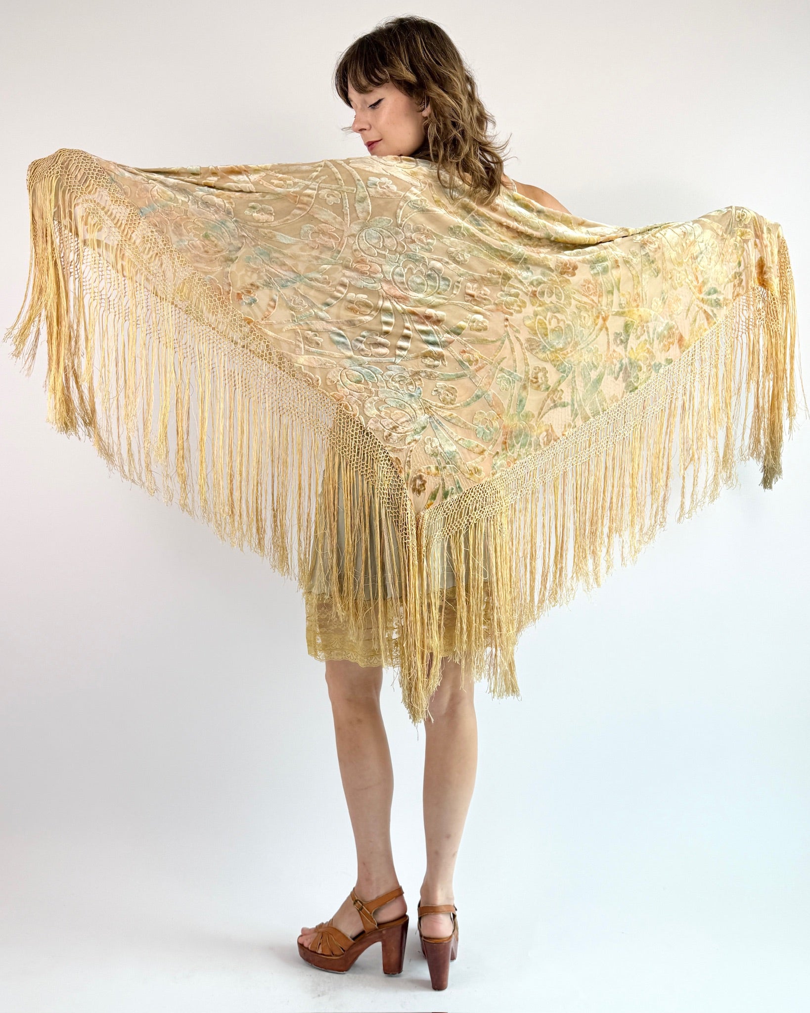 Spun at Sunset Burnout Velvet Shawl