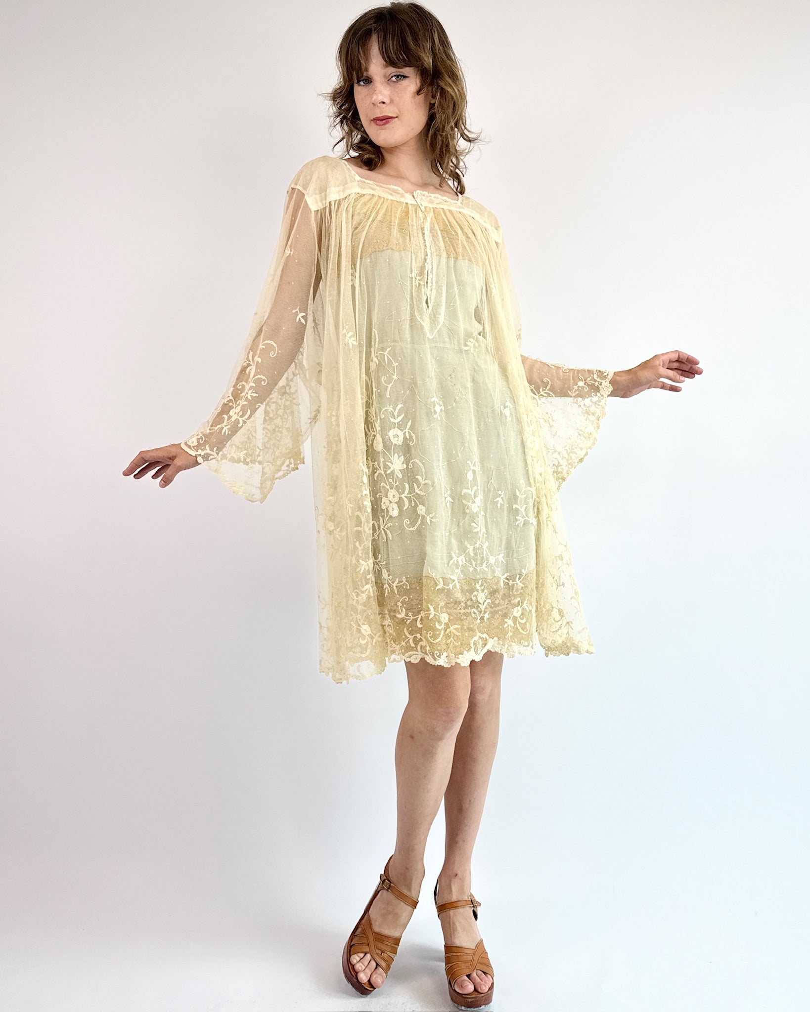 Lace Drawn Windows Babydoll Dress