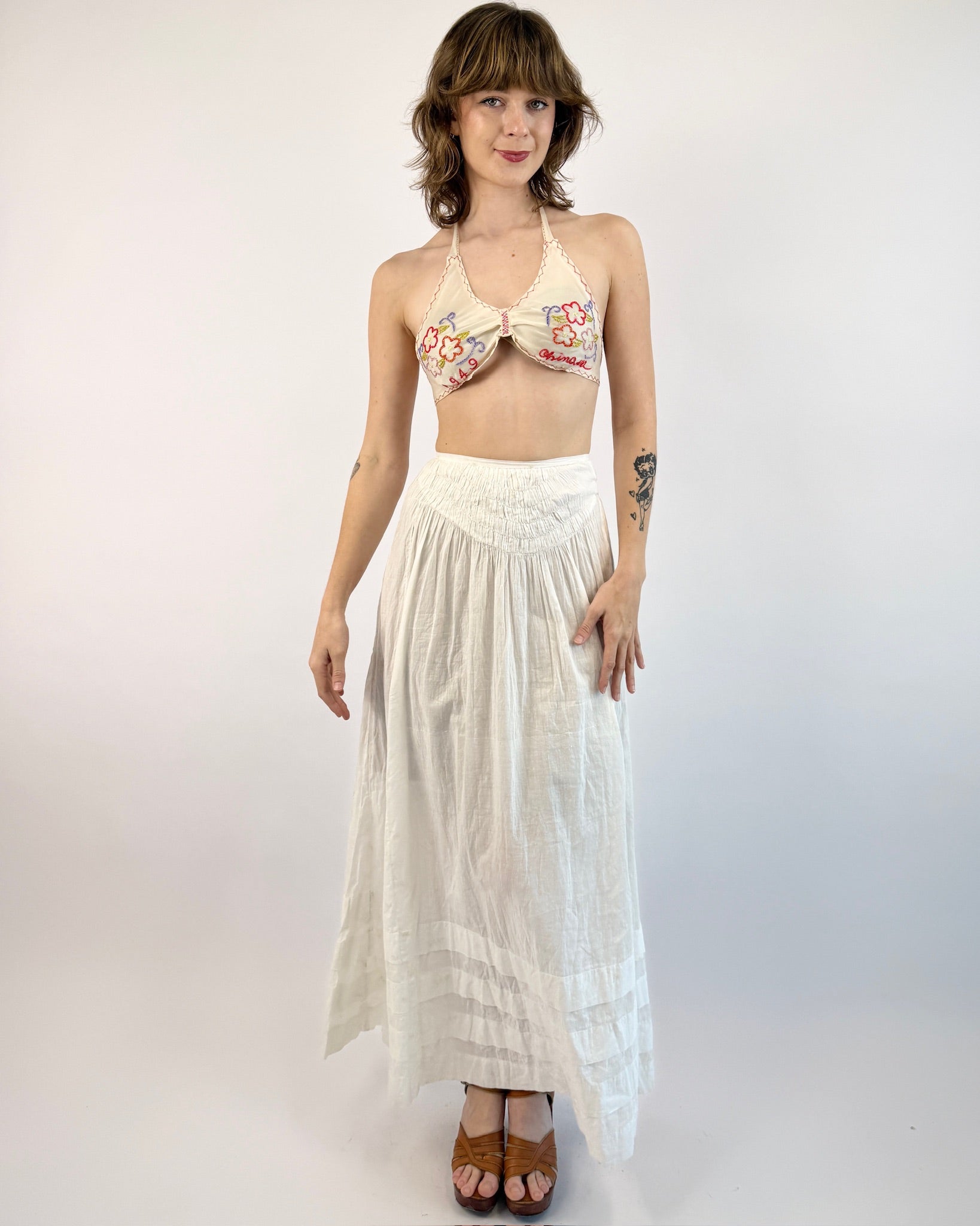 1940's Remember Me Embroidered Halter Top