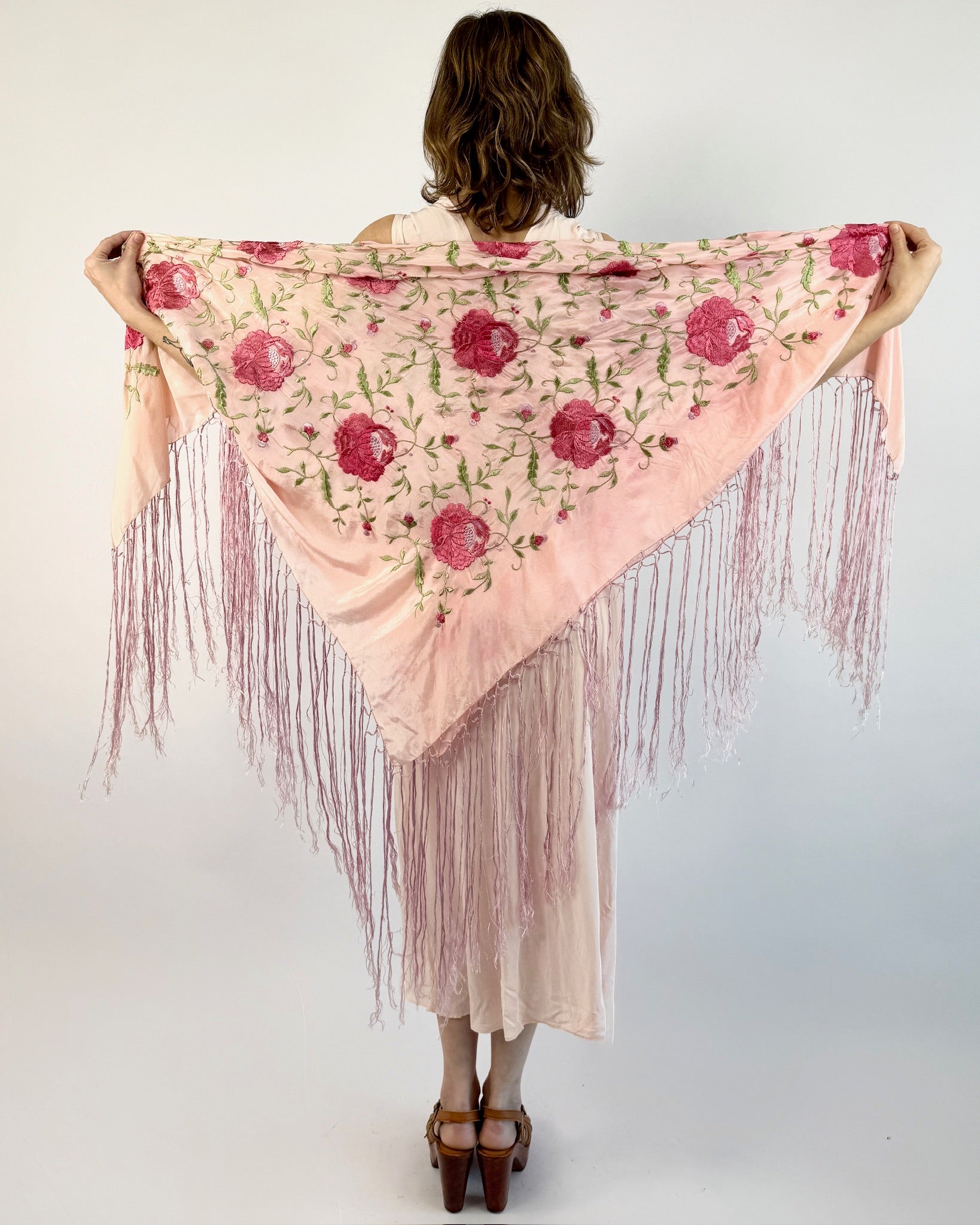 Simply Blushing Embroidered Piano Shawl