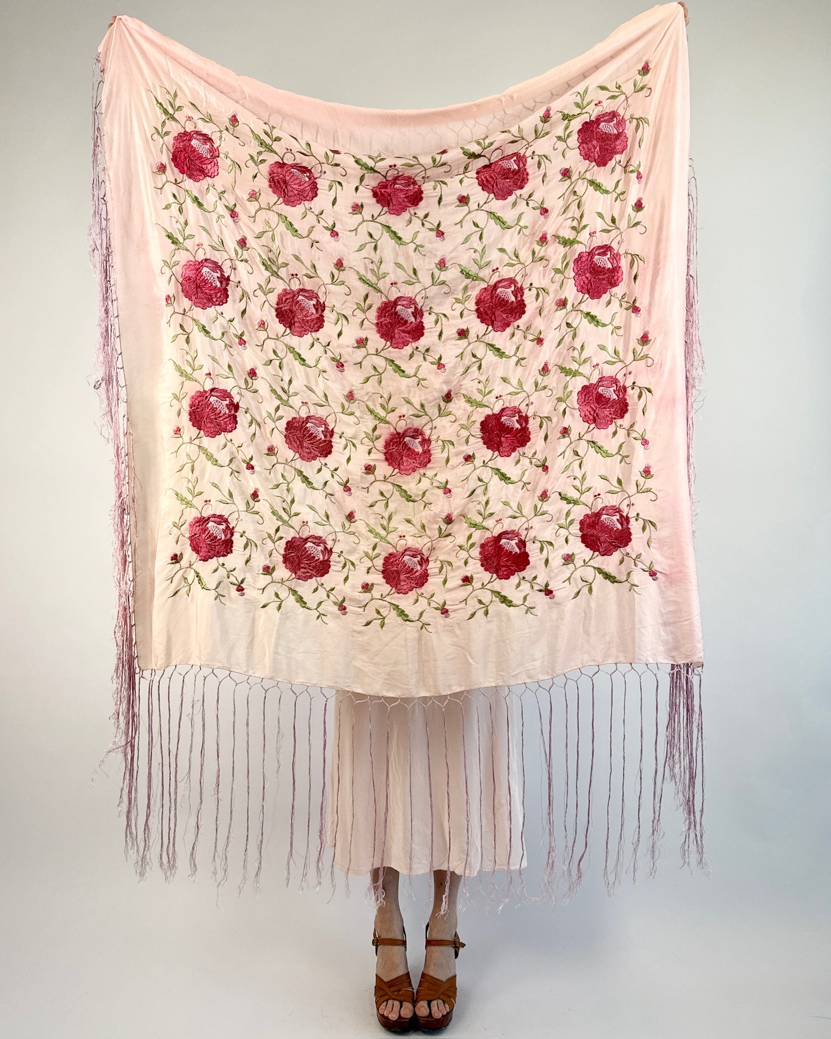 Simply Blushing Embroidered Piano Shawl