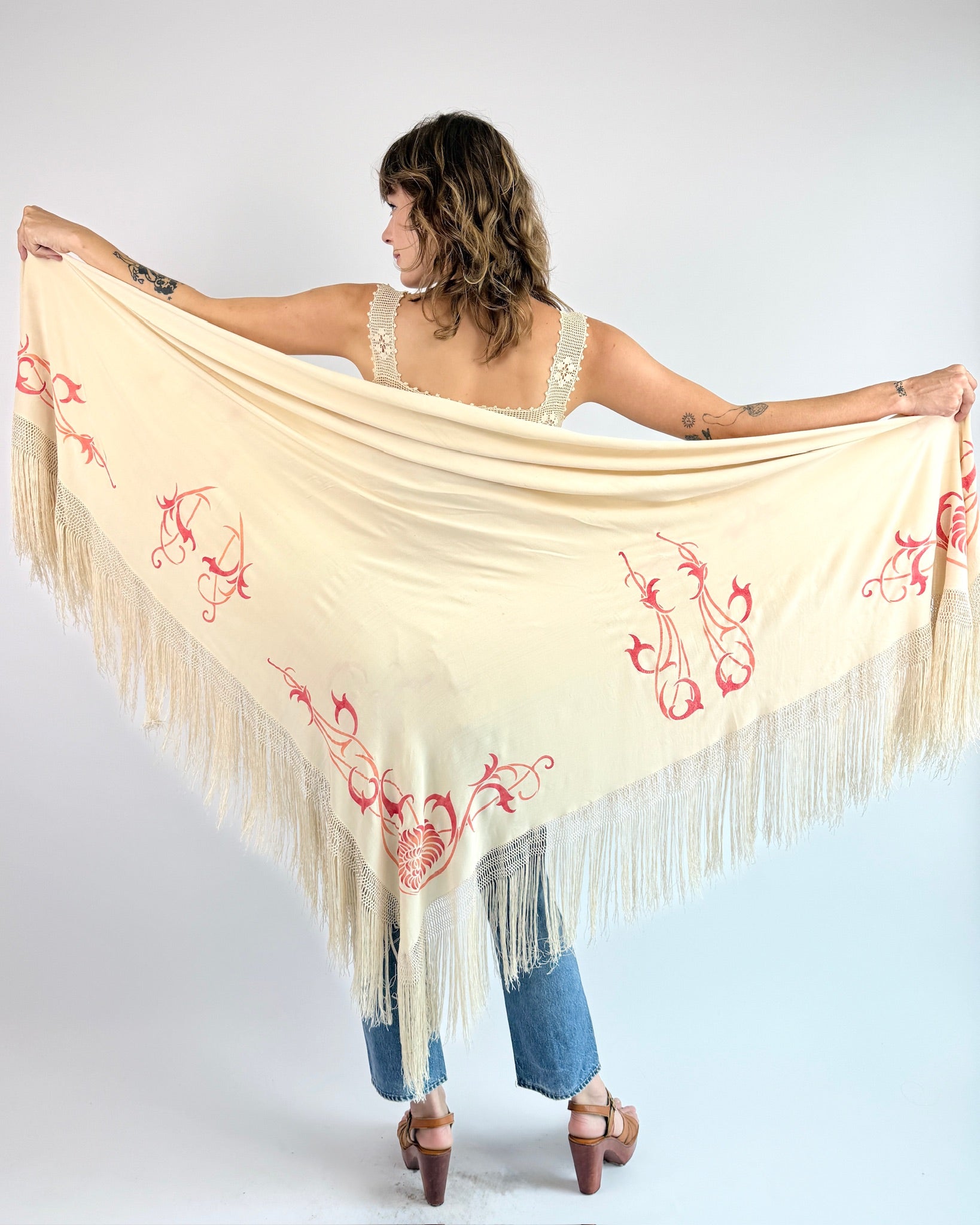 Cascading Light Silk Piano Shawl