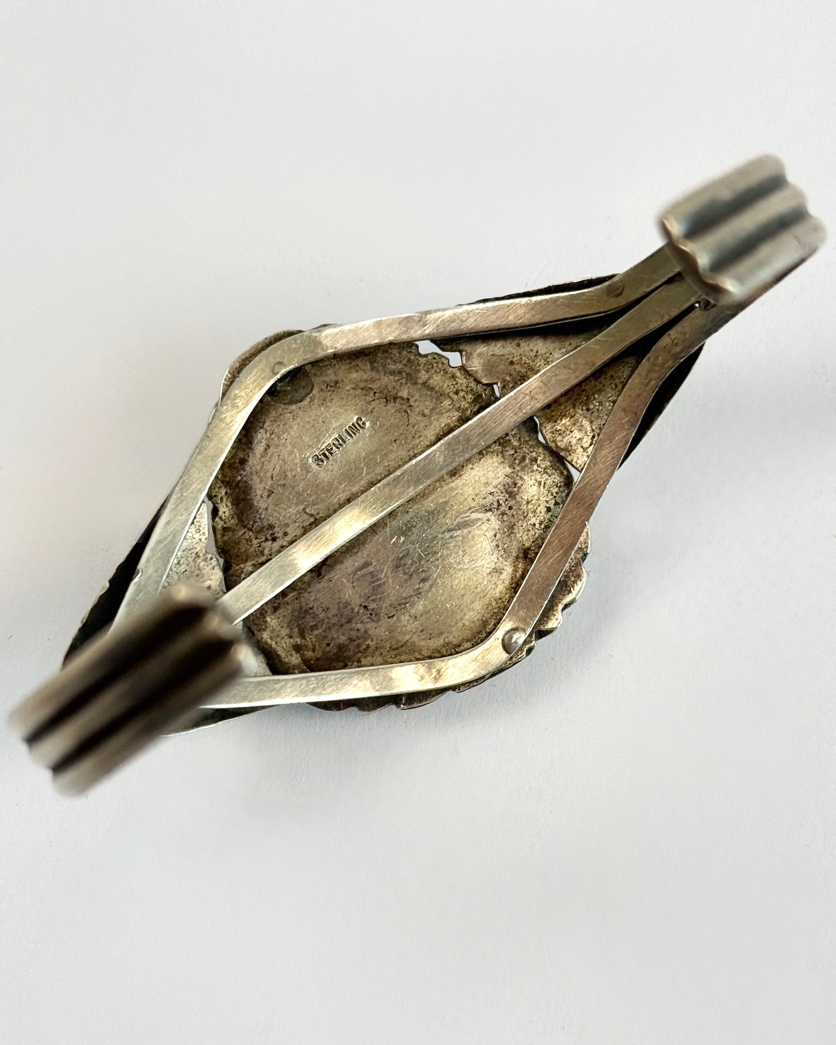 Silver and Speckled Turquoise Large Cuff Bracelet