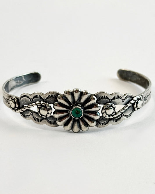 Western Silver Daisy Cuff Bracelet