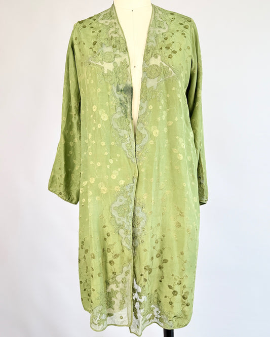 1920s Algae Silk Draped Jacket