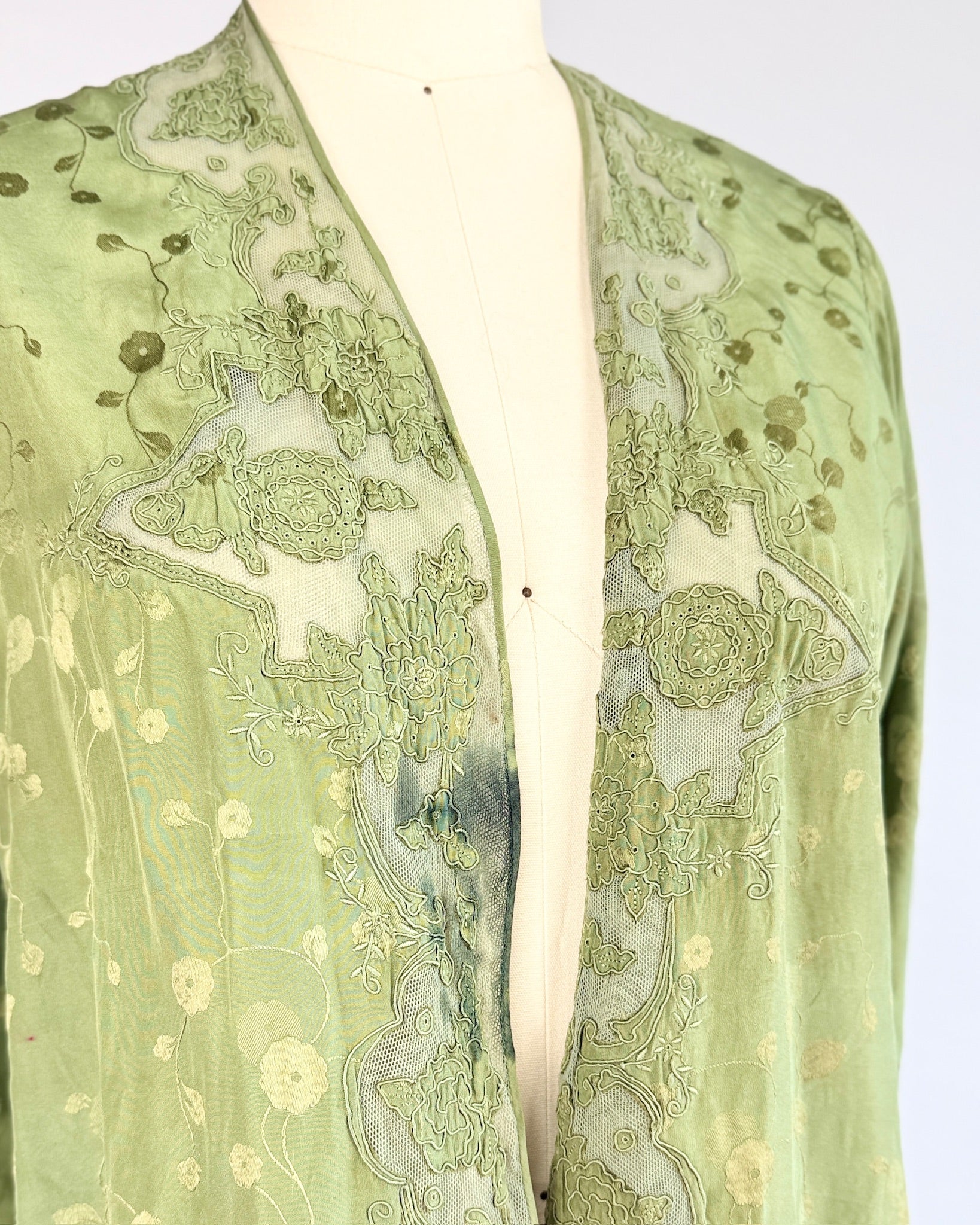 1920s Algae Silk Draped Jacket