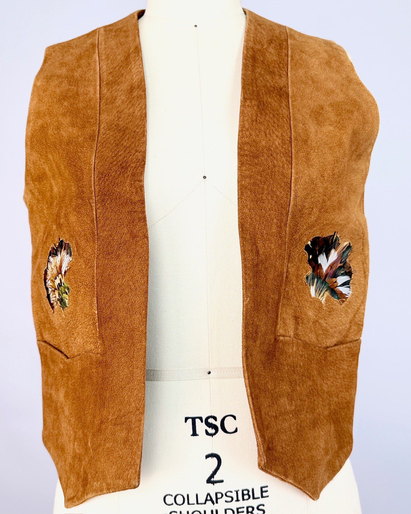 Caramel Suede Feather Leather Vest