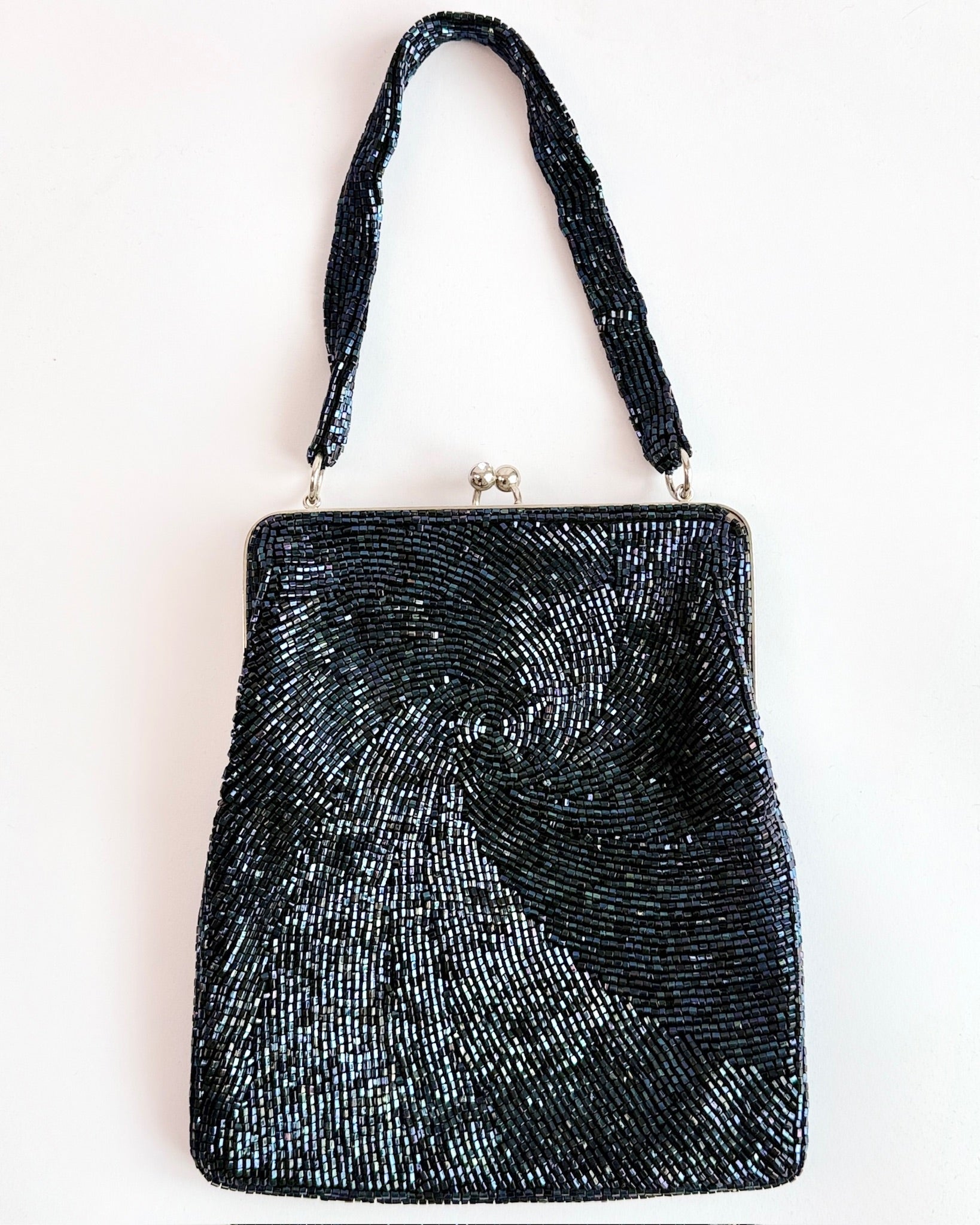 Dark Blue Beaded Evening Bag