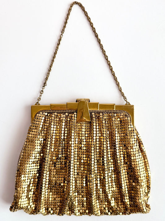 Whiting and Davis Gold Mesh Bag and Mirror
