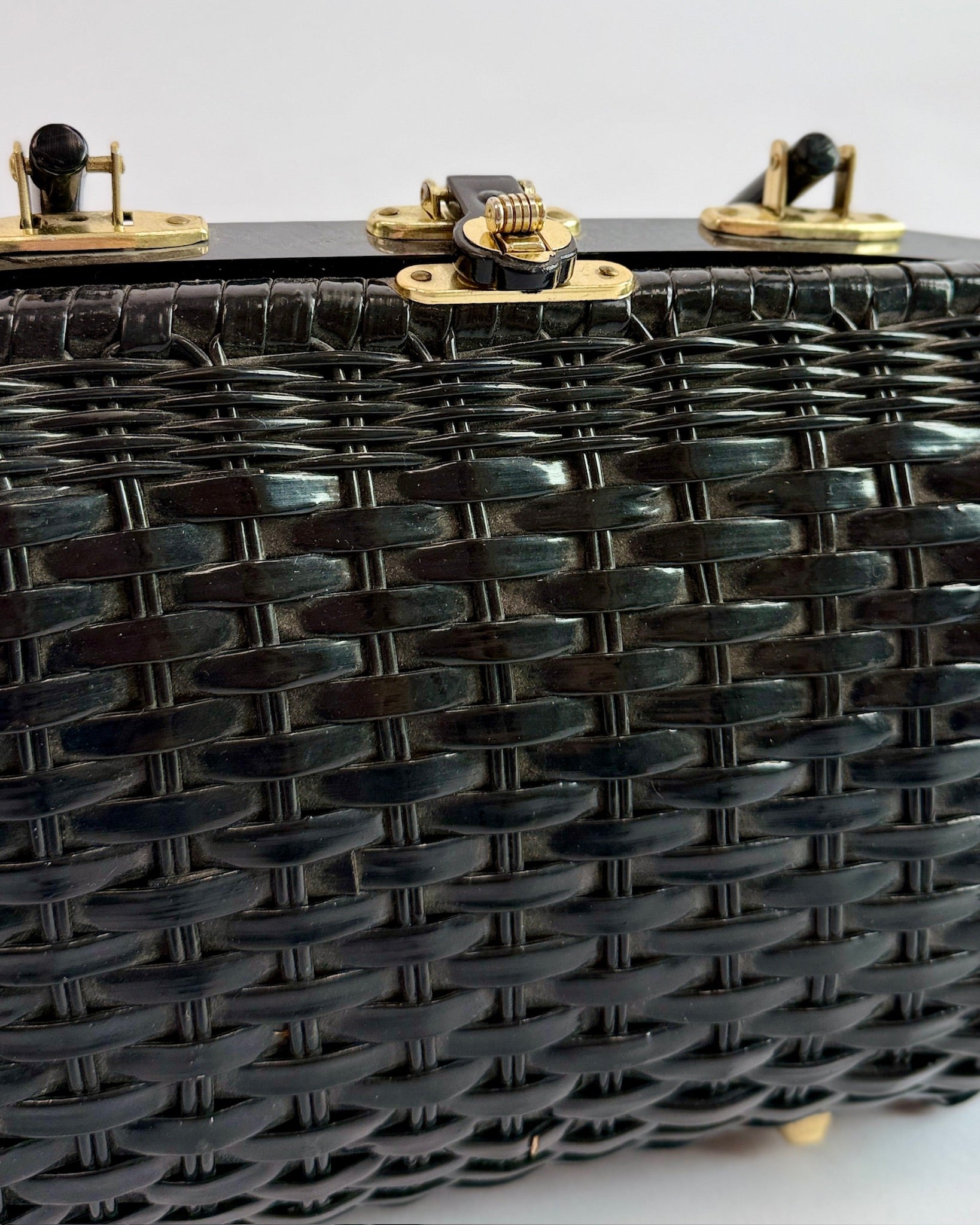 Black Woven Vinyl Handbag