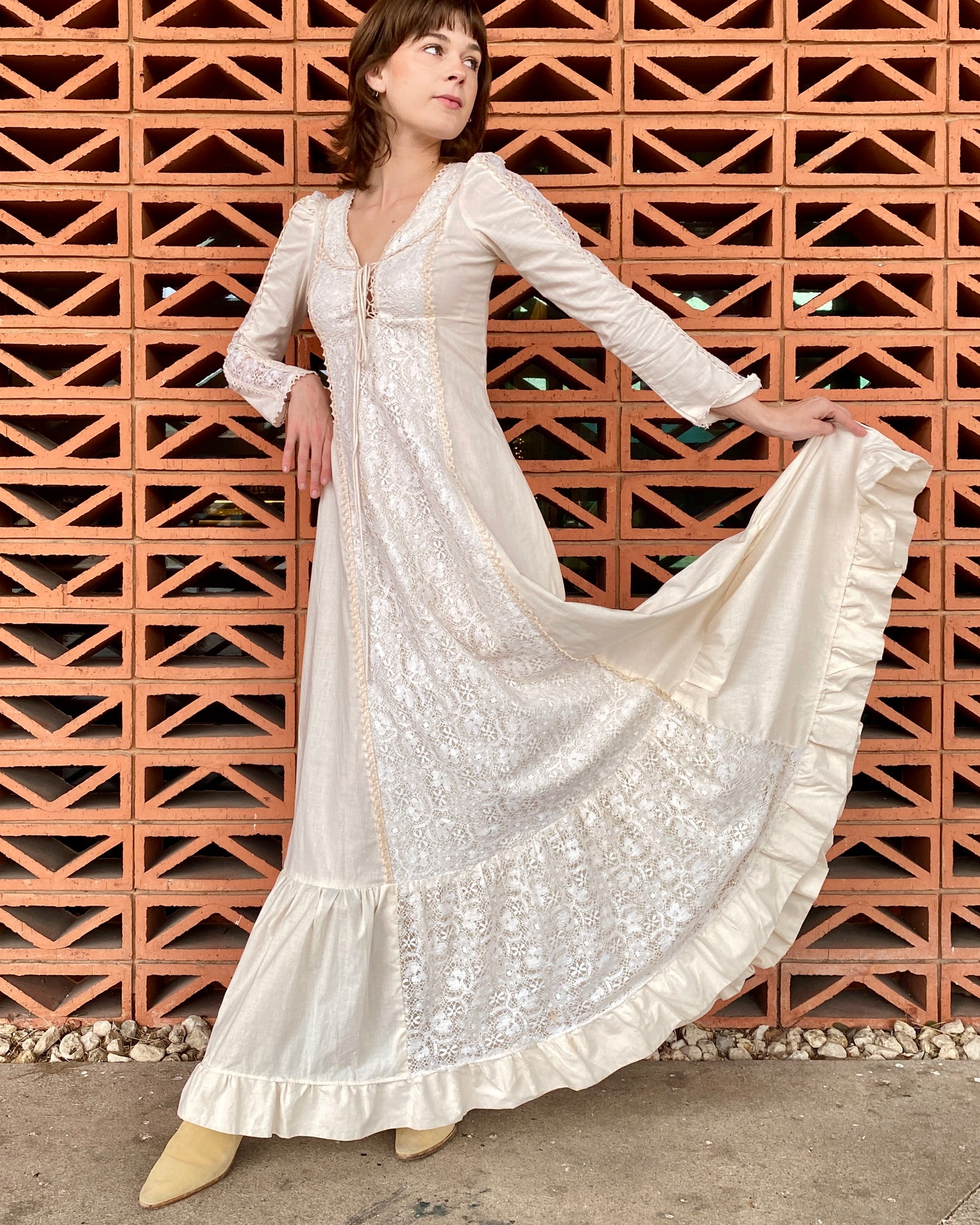 Picnic At Hanging Rock Cream Gunne Sax Maxi