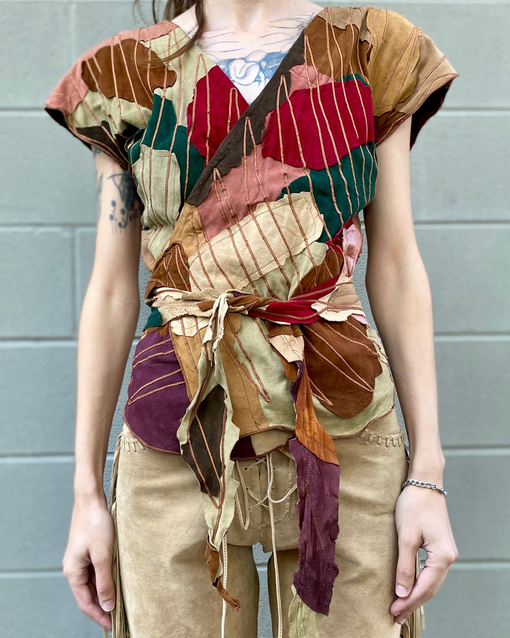 Colors Of The Wind Patchwork Leather Top