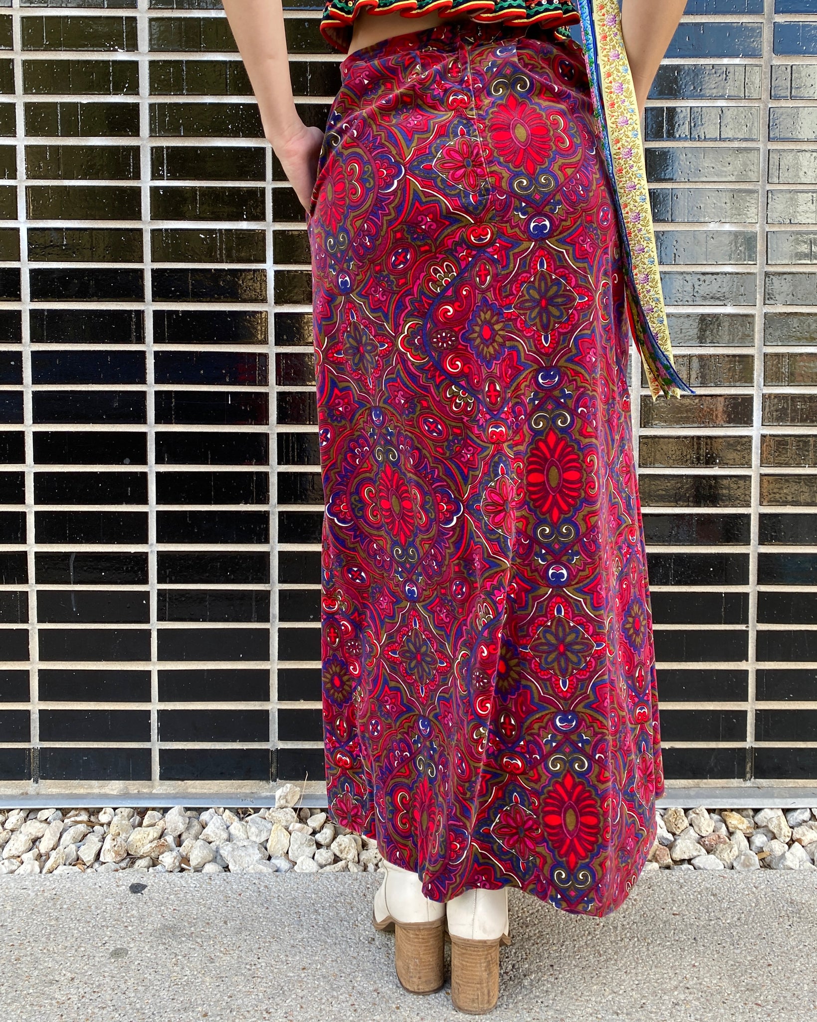 Psychedelic Velvet Paisley Maxi Skirt