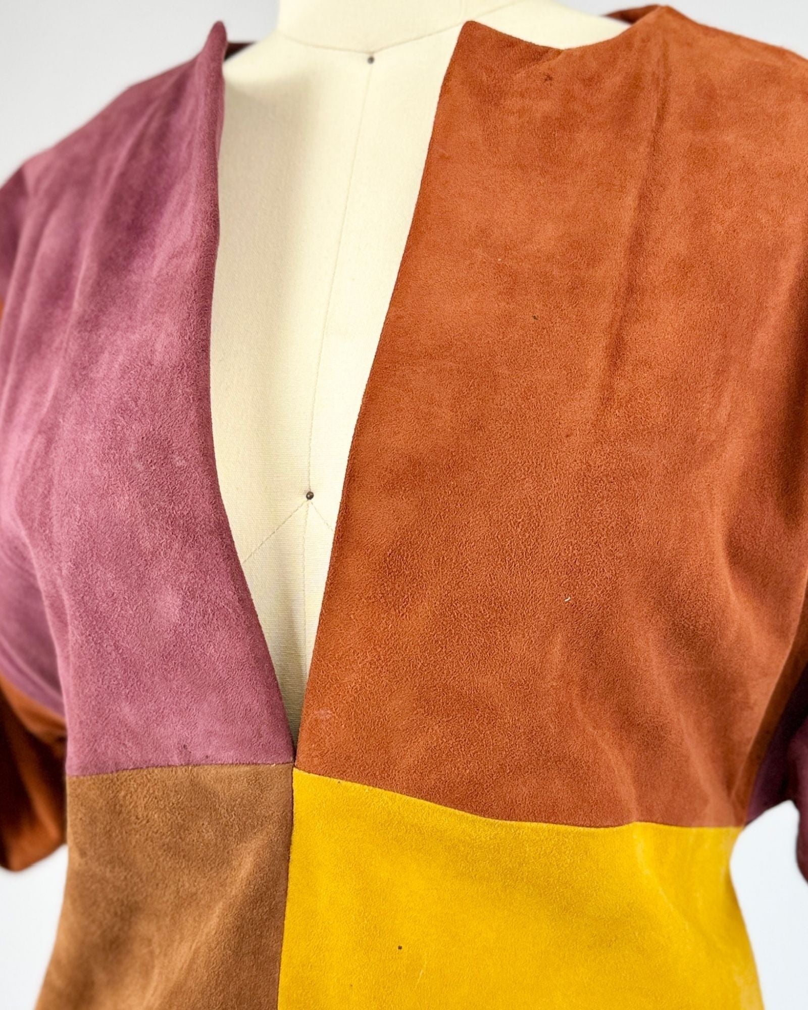 1960s Suede Color Block Dress