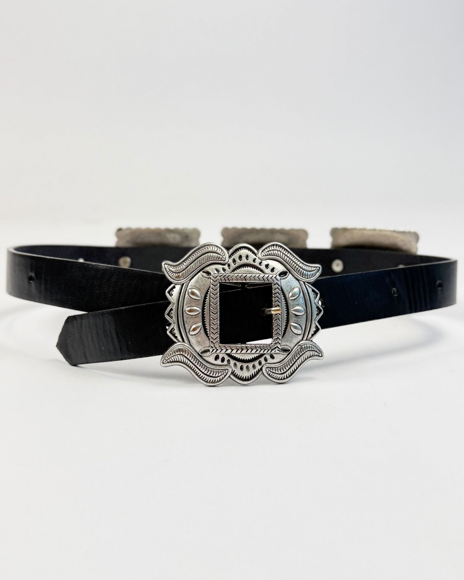 Black and Silver Concho Belt