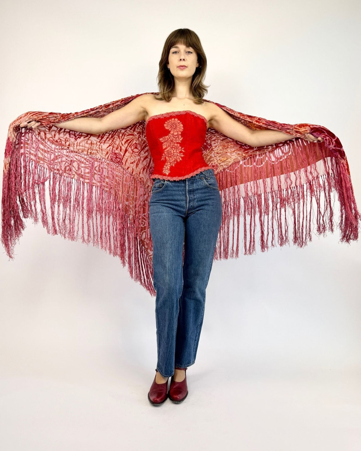 Burnout Candied Petals Silk Shawl