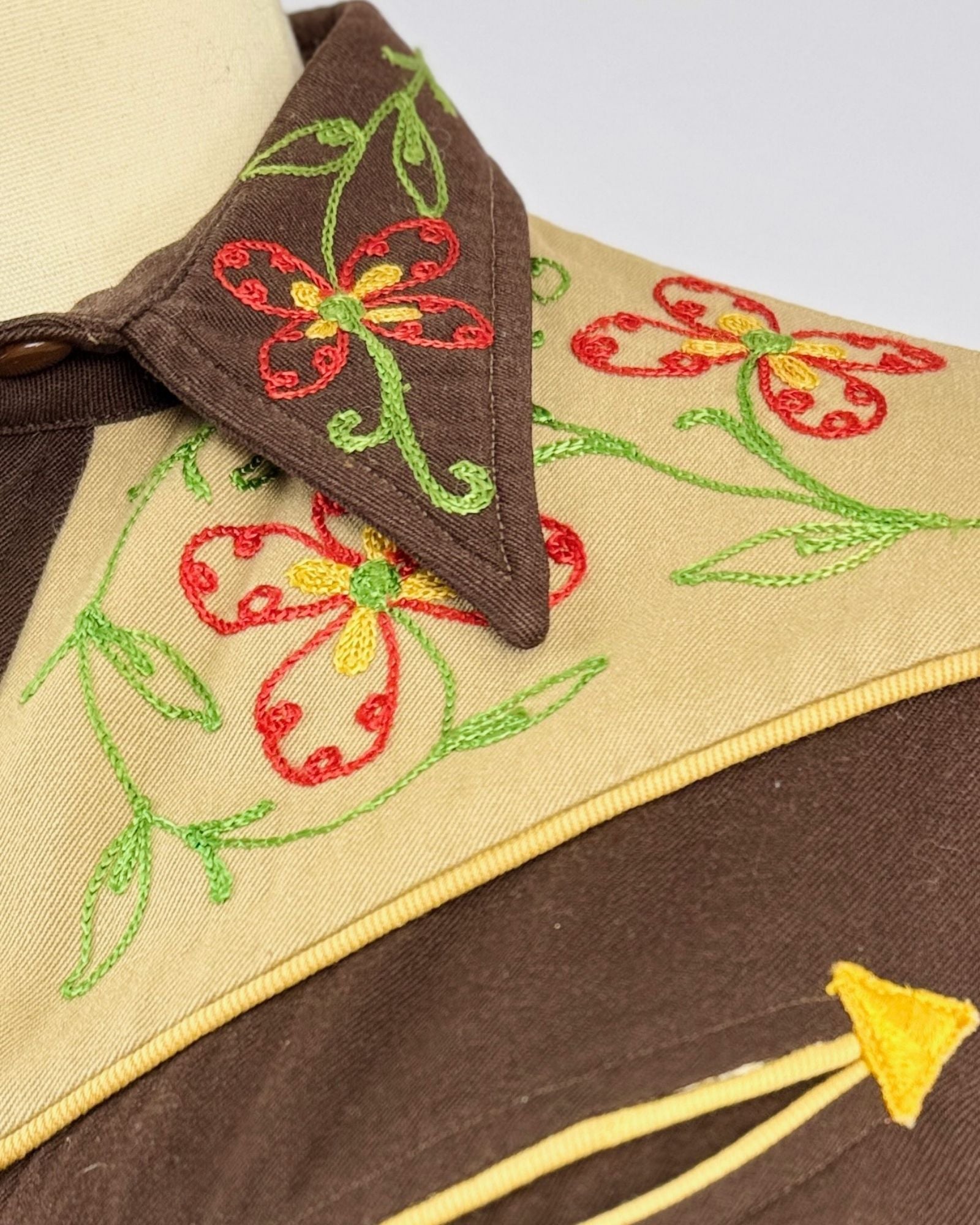 1950s Brown Chainstitch Pearl Snap