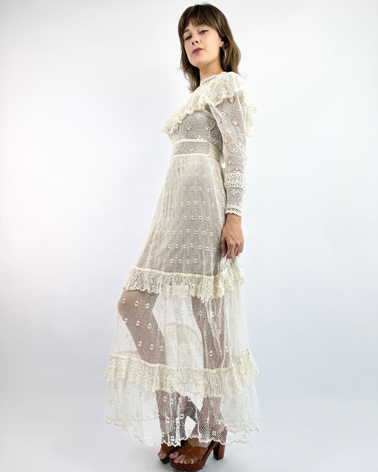 70s Sisters of the Moon Crochet Gown
