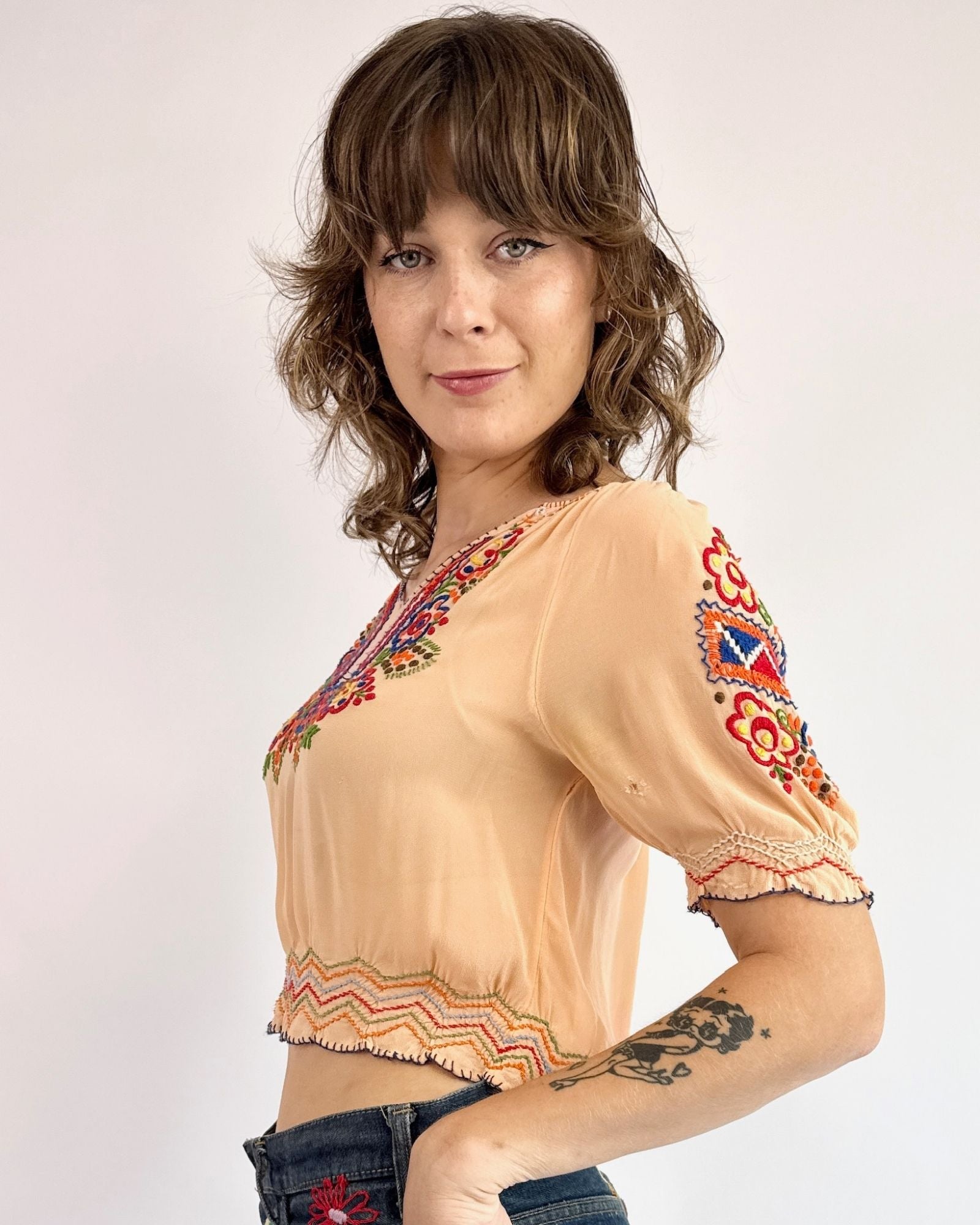 1940s Sunset Stories Folk Blouse