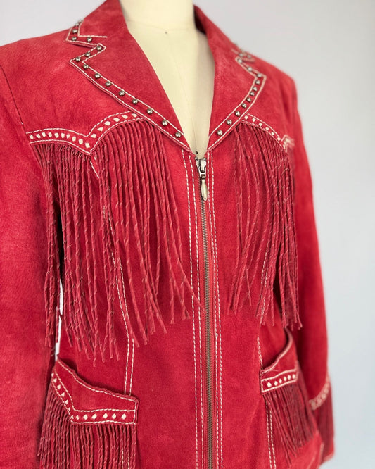 Red Studded Fringe Jacket
