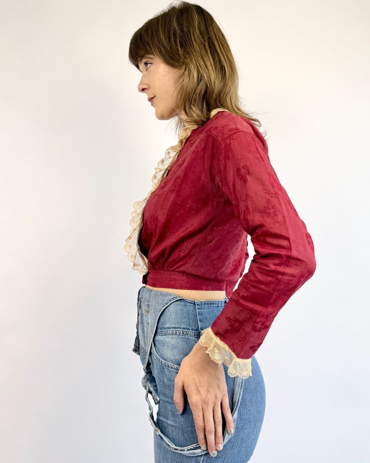 Victorian Merlot Thoughts Lace Top