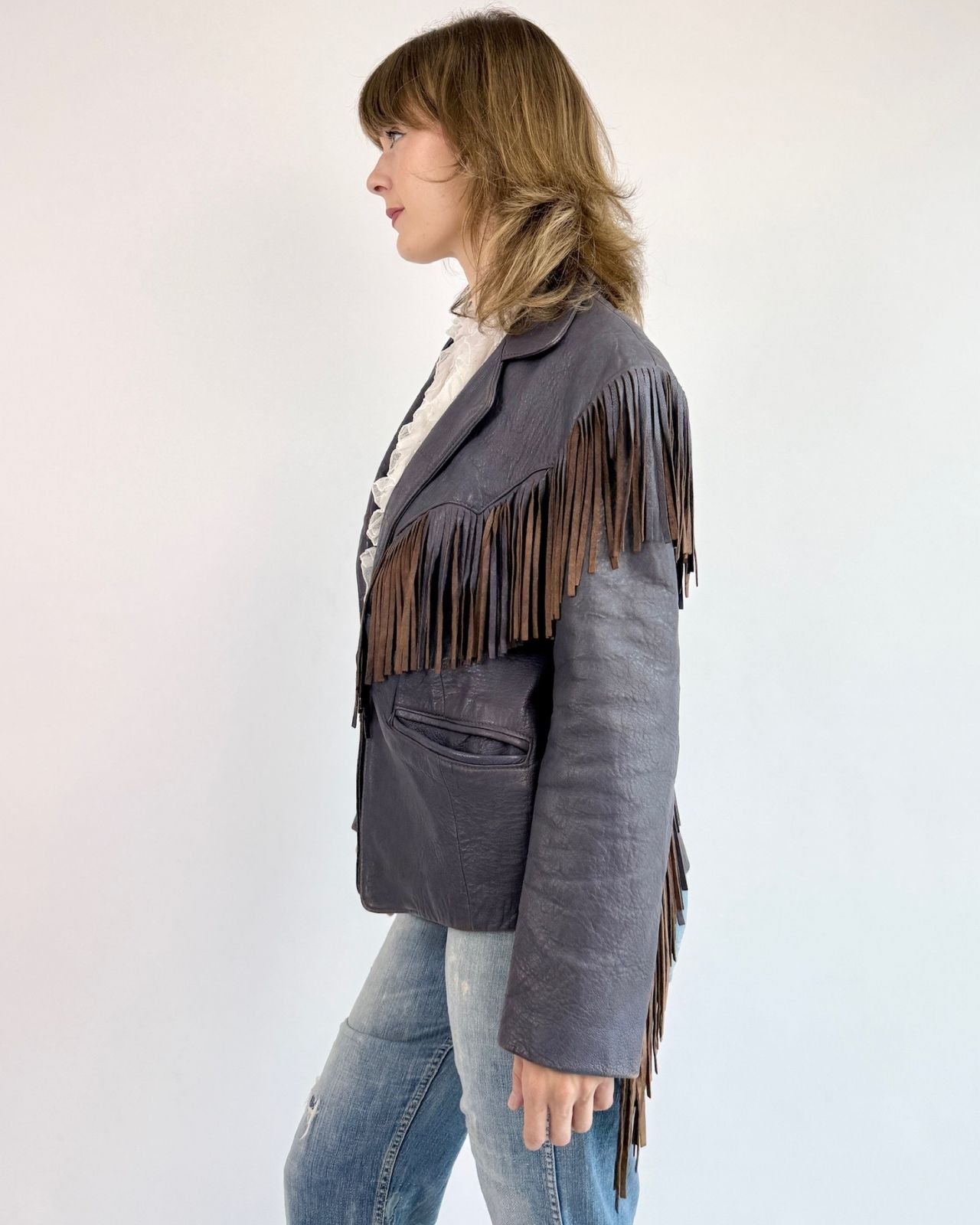 Purple Rain Fringe Leather Jacket