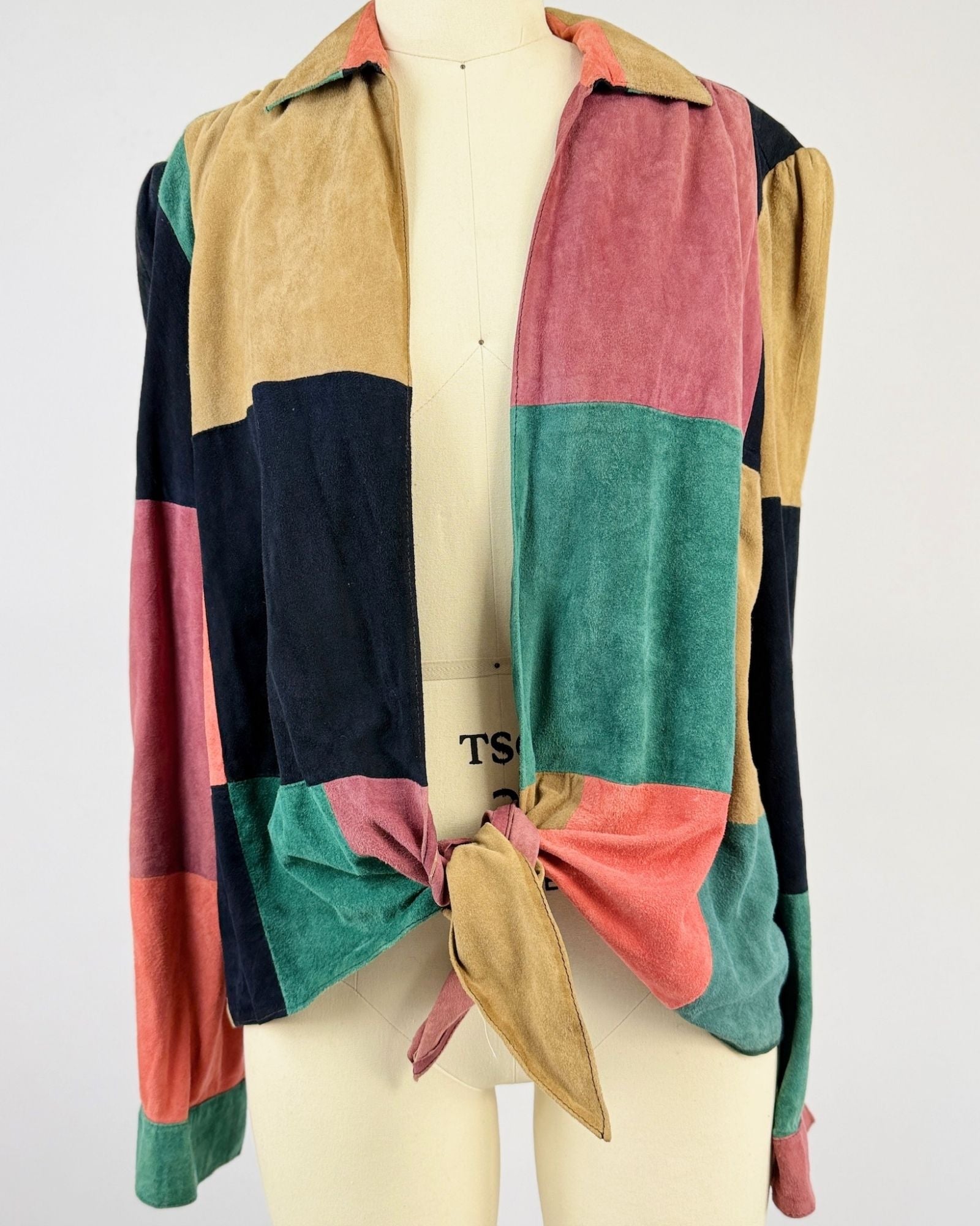 Judith Ann Patchwork Suede Tie Top