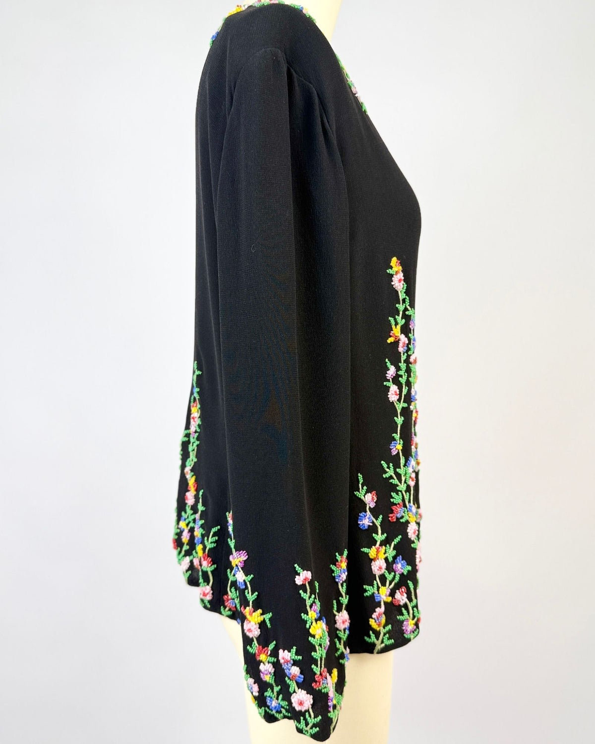 Emanuel Ungaro Black Silk Beaded Top