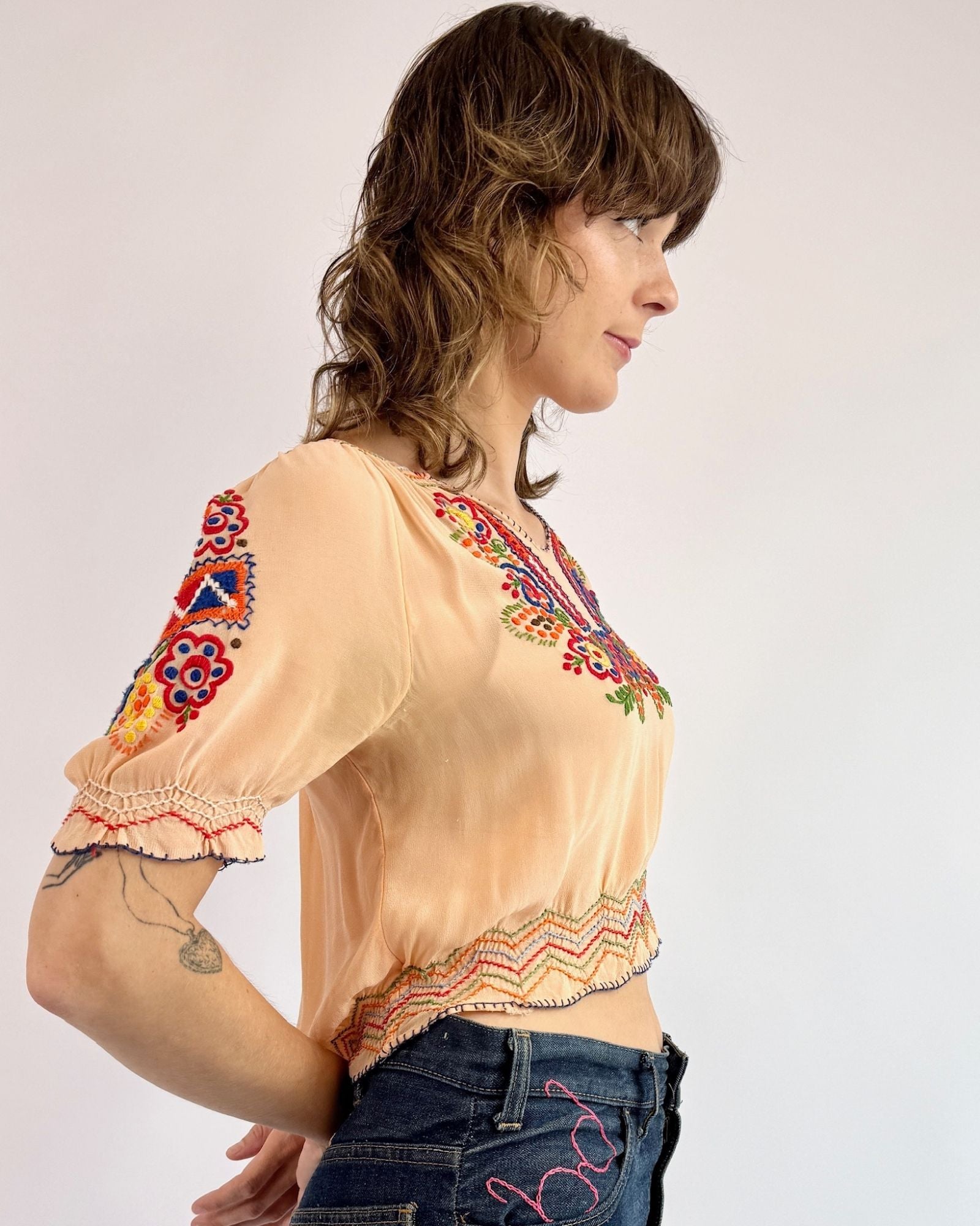 1940s Sunset Stories Folk Blouse