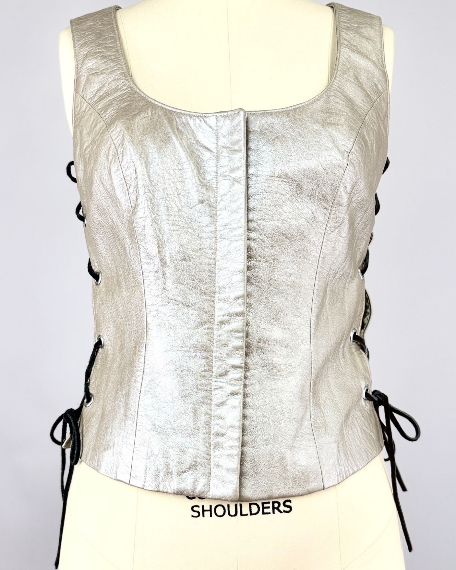 Caché Silver Leather Vest