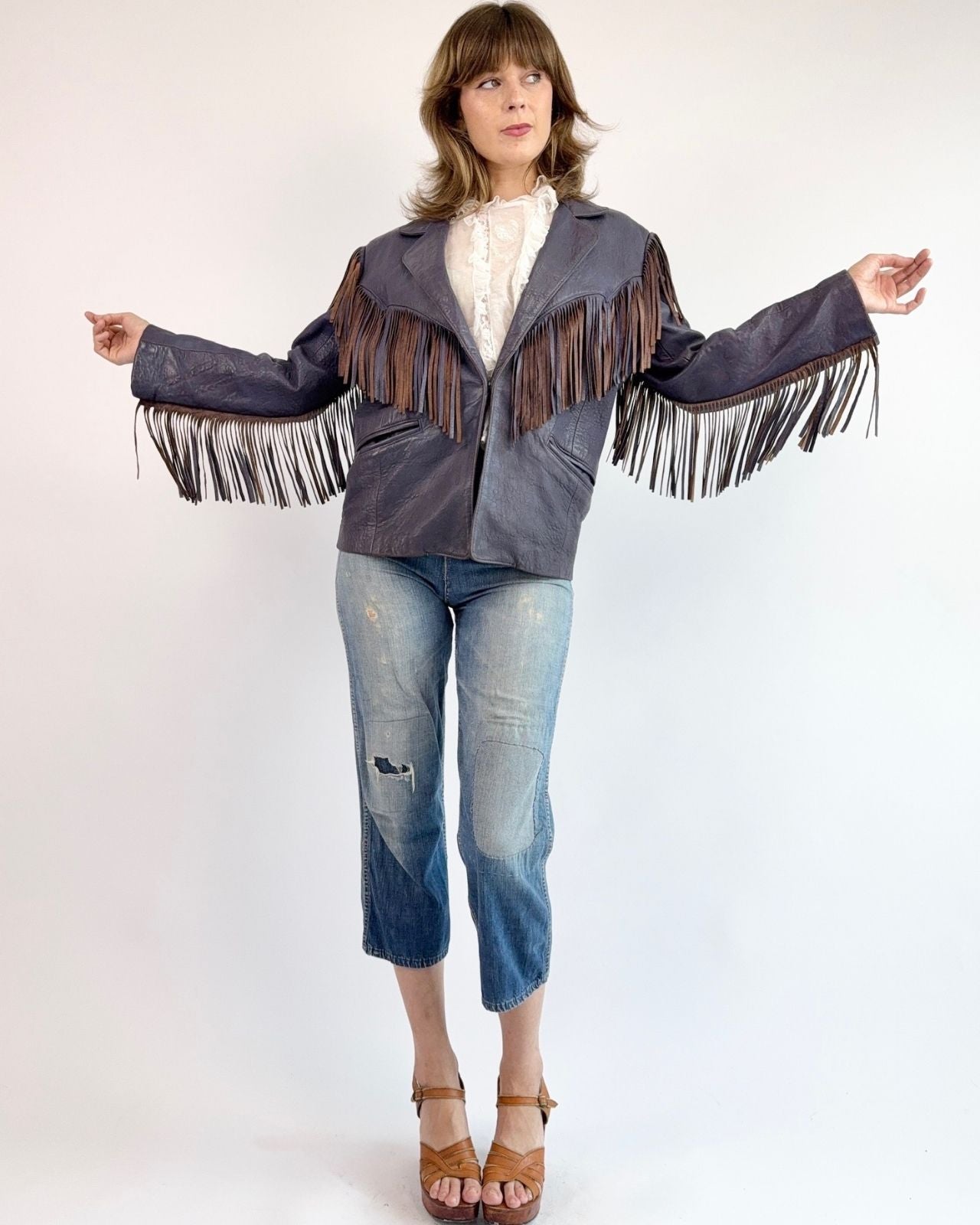 Purple Rain Fringe Leather Jacket