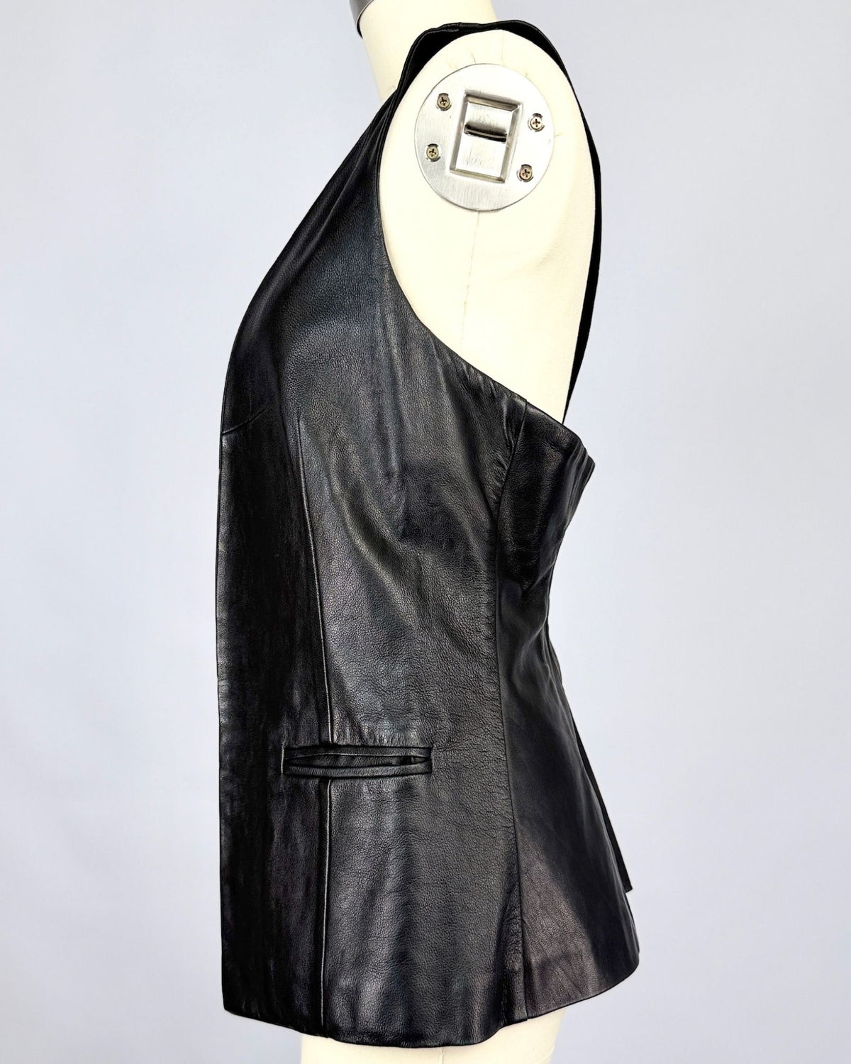 Black Leather Asymmetrical Vest