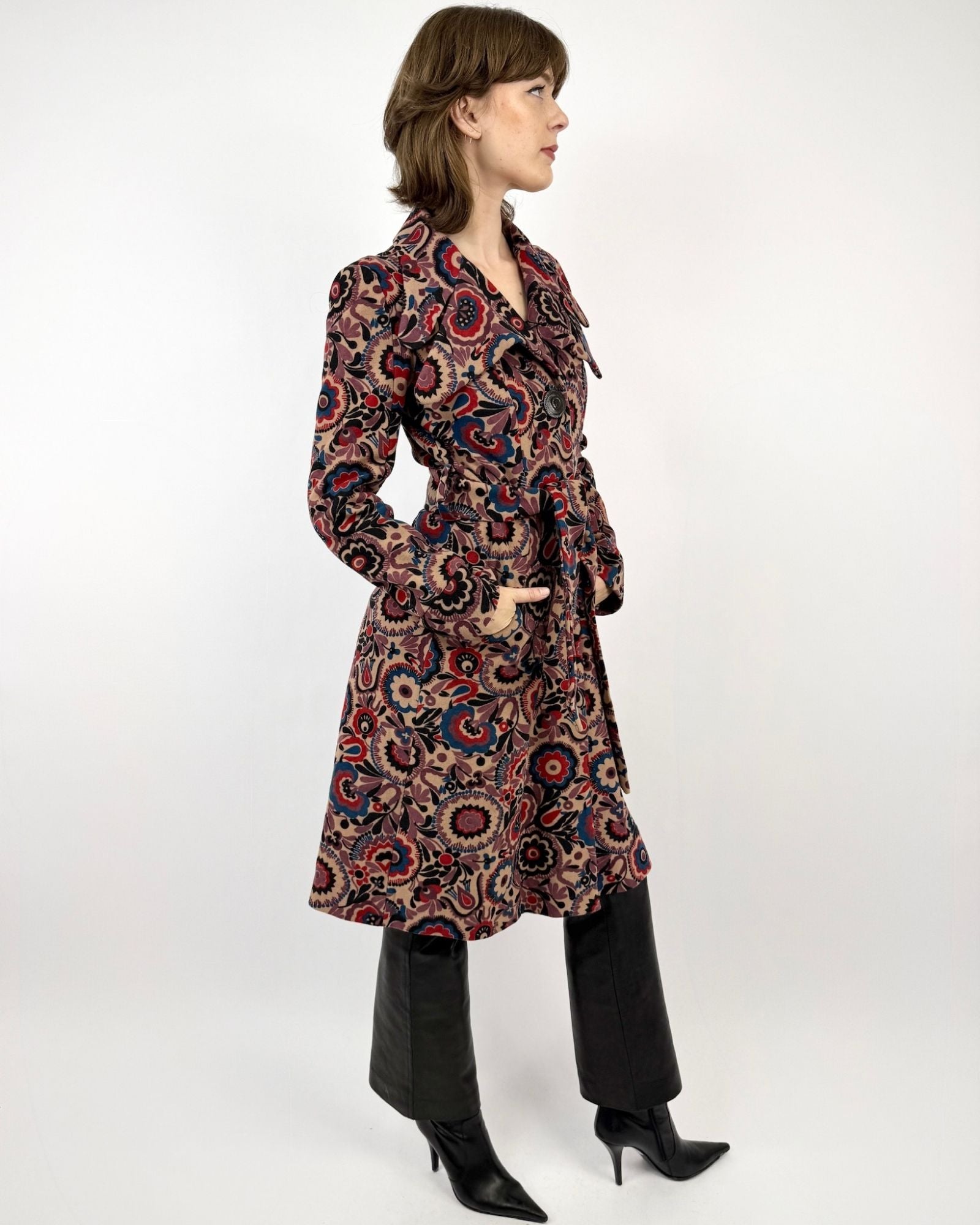 90s Betsey Johnson Floral Trench Coat