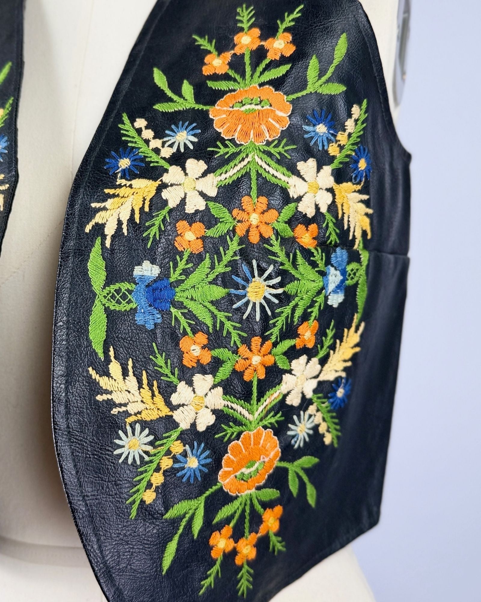 60s Paraphernalia Floral Leather Vest