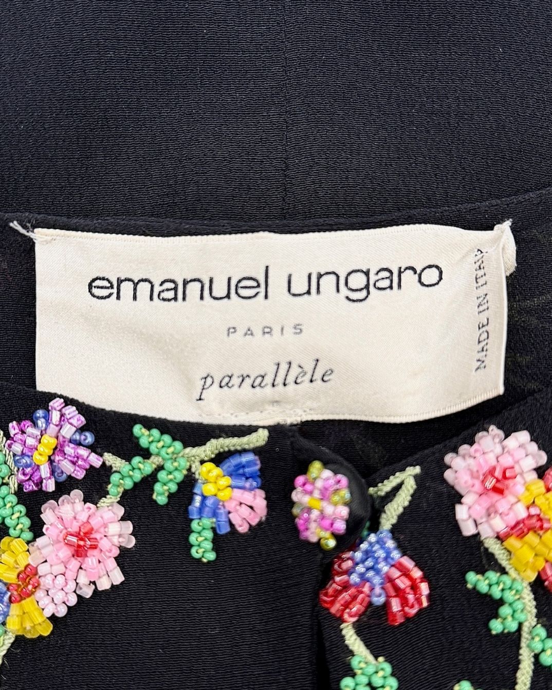 Emanuel Ungaro Black Silk Beaded Top