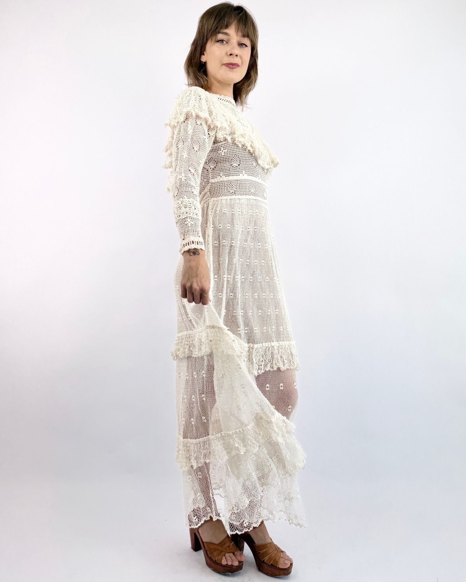 70s Sisters of the Moon Crochet Gown