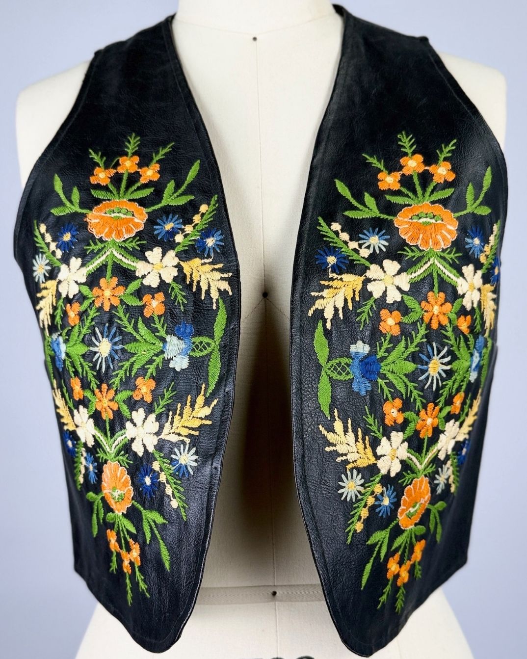 60s Paraphernalia Floral Leather Vest