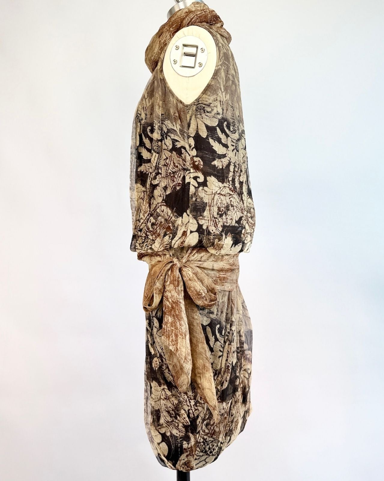 Silk Chiffon Funnel Neck Dress