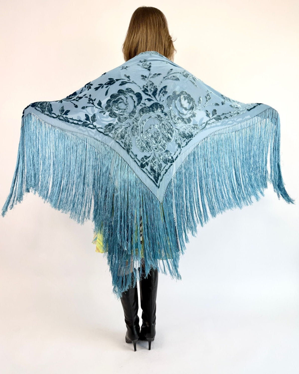 Aqua Tides Burnout Piano Shawl