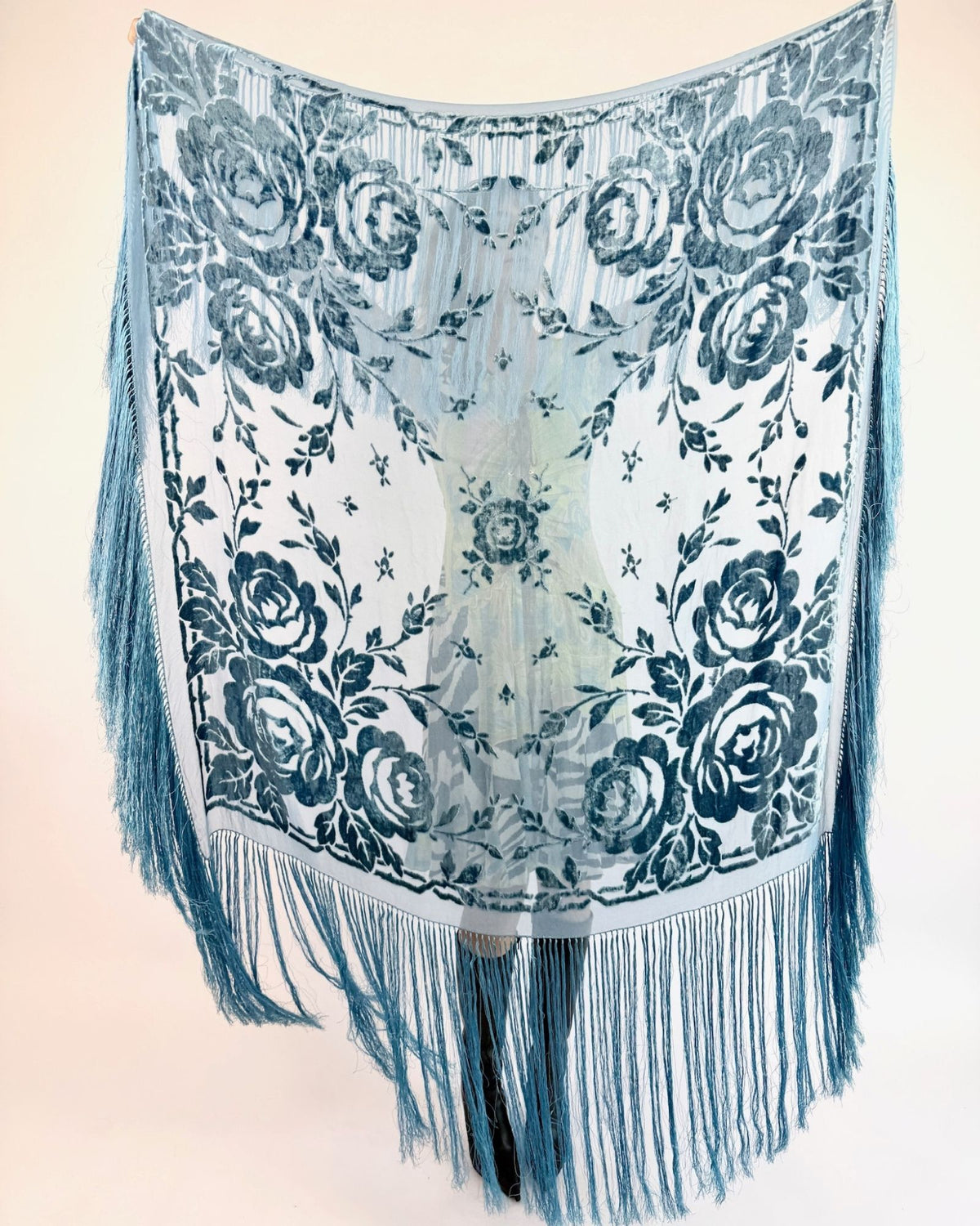 Aqua Tides Burnout Piano Shawl