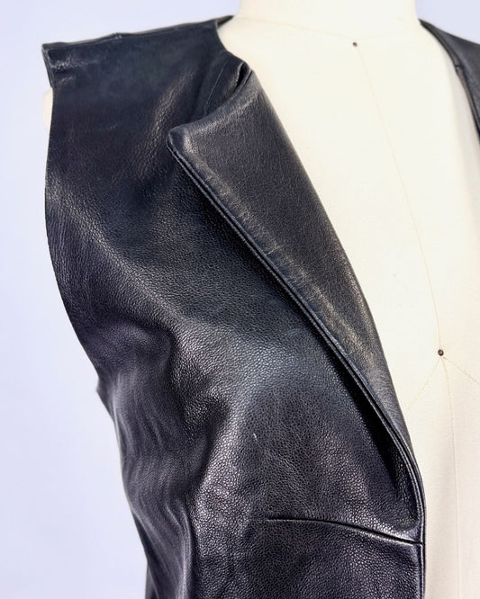 Black Leather Asymmetrical Vest