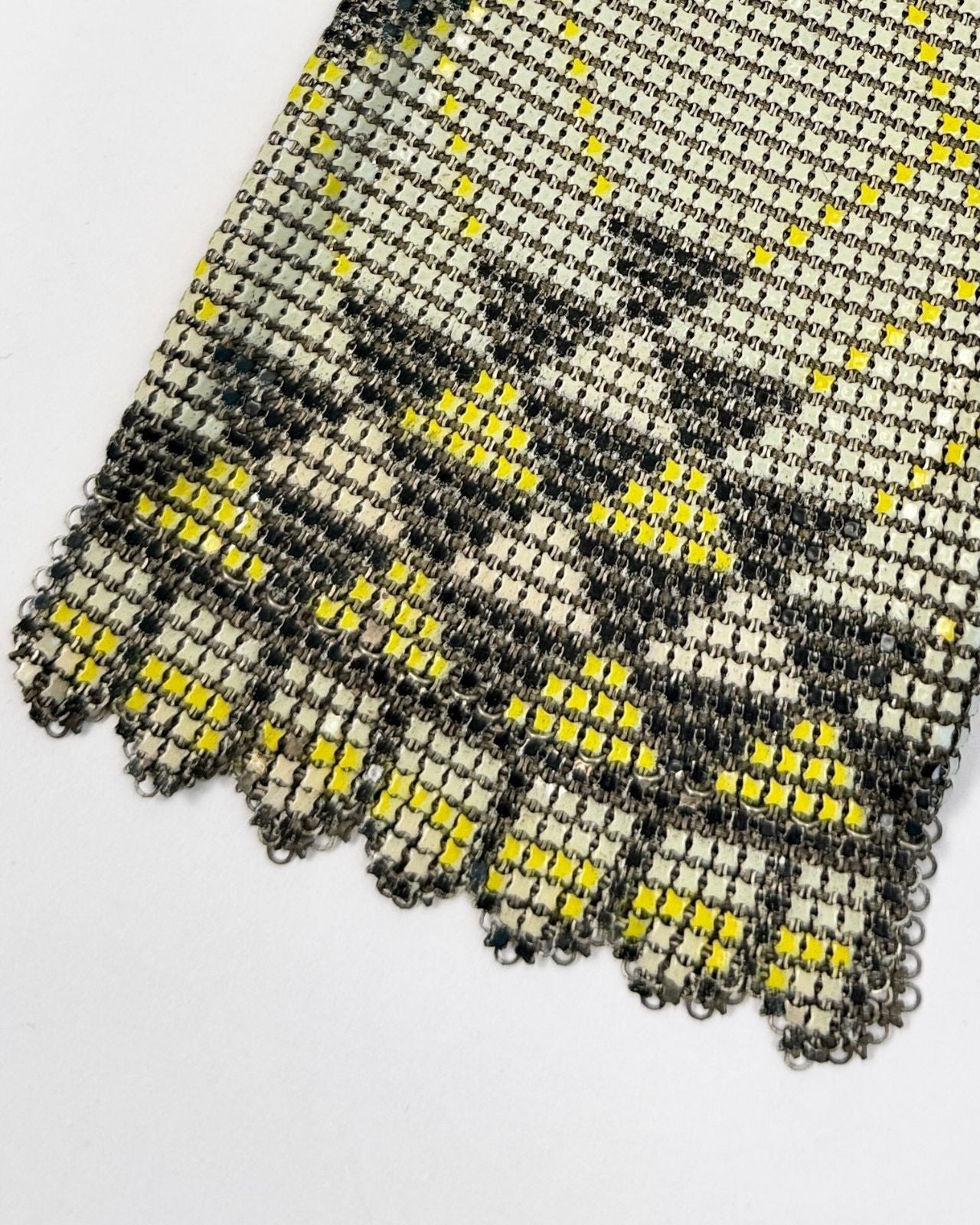 Whiting and Davis Black White and Yellow 20s Mesh Bag