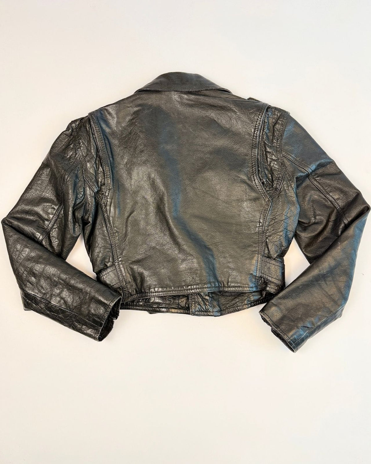 Cropped Leather Biker Jacket